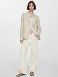 Mango Malibu Linen Blend Blazer, Brown