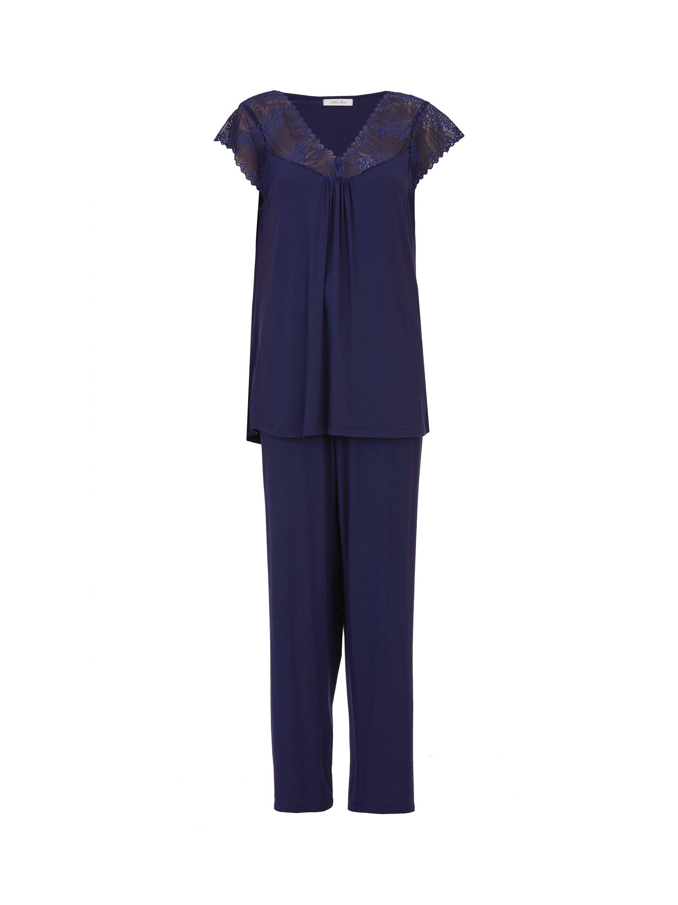 Product image 4 of 4, which shows Cyberjammies Joanna Jersey Short Sleeve Pyjama Set, Navy, 8