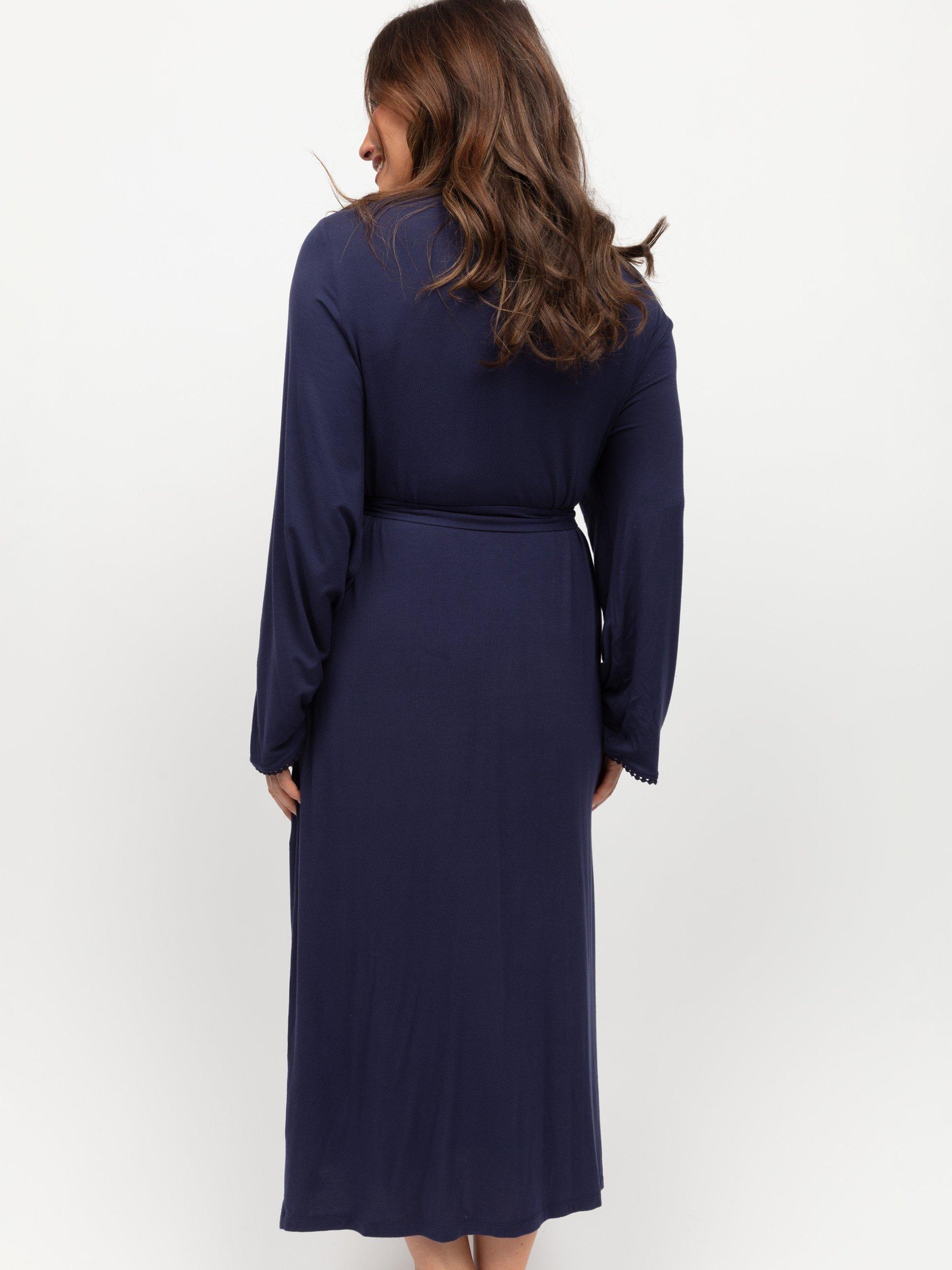 Product image 3 of 4, which shows Cyberjammies Joanna Jersey Long Dressing Gown, Navy, 8