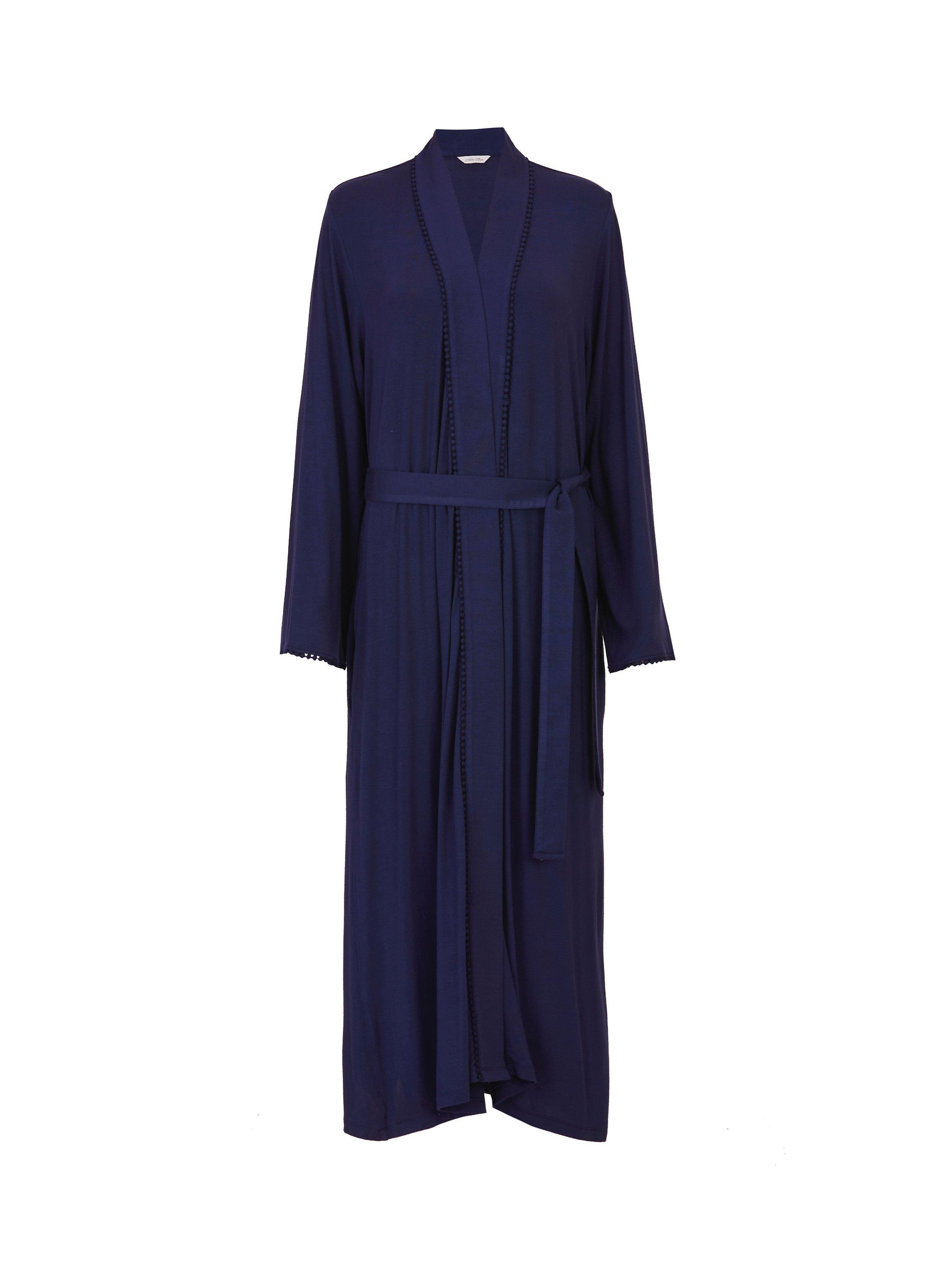 Product image 4 of 4, which shows Cyberjammies Joanna Jersey Long Dressing Gown, Navy, 8