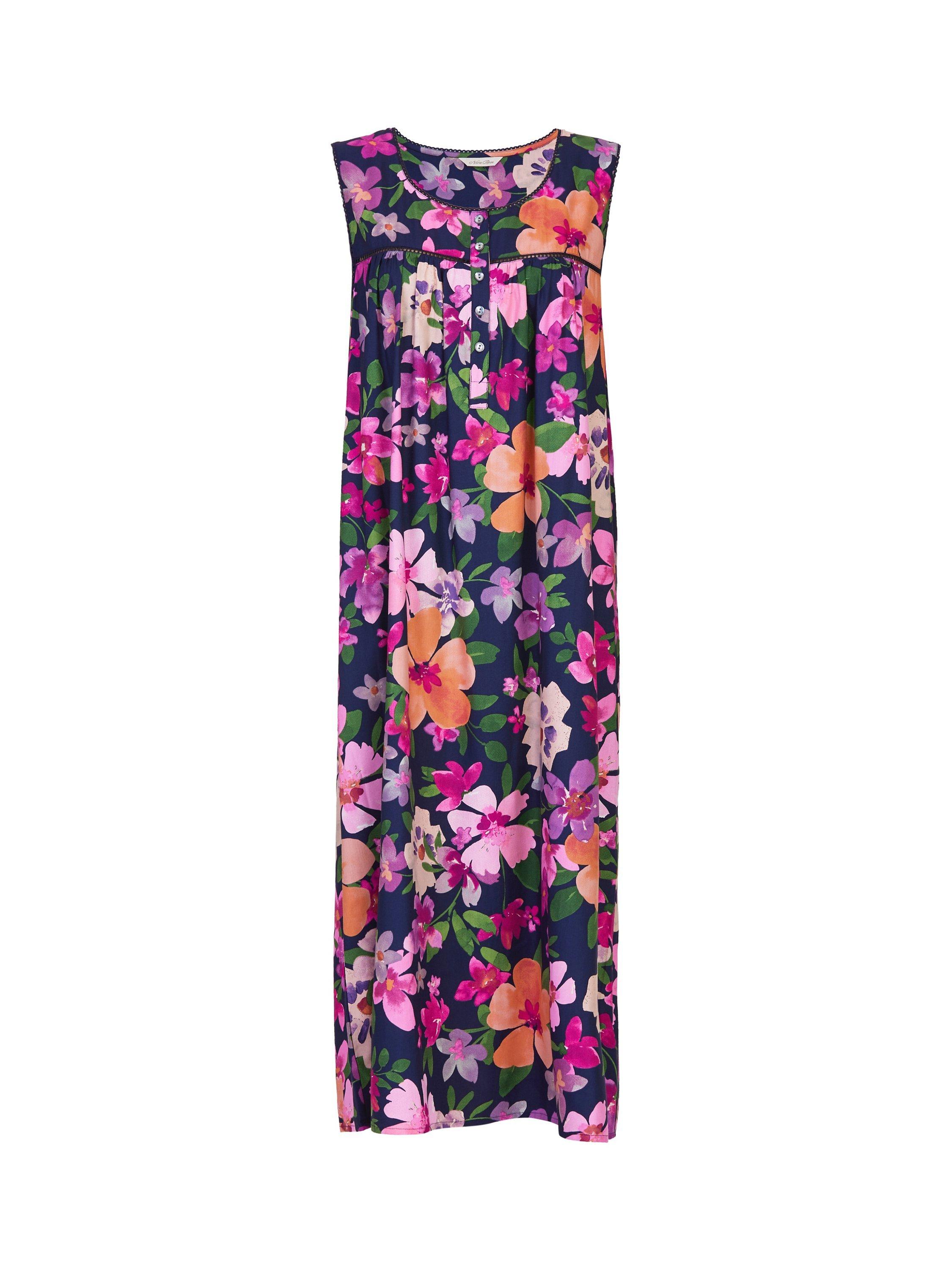 Product image 4 of 4, which shows Cyberjammies Joanna Floral Print Long Nightdress, Navy/Multi, 8