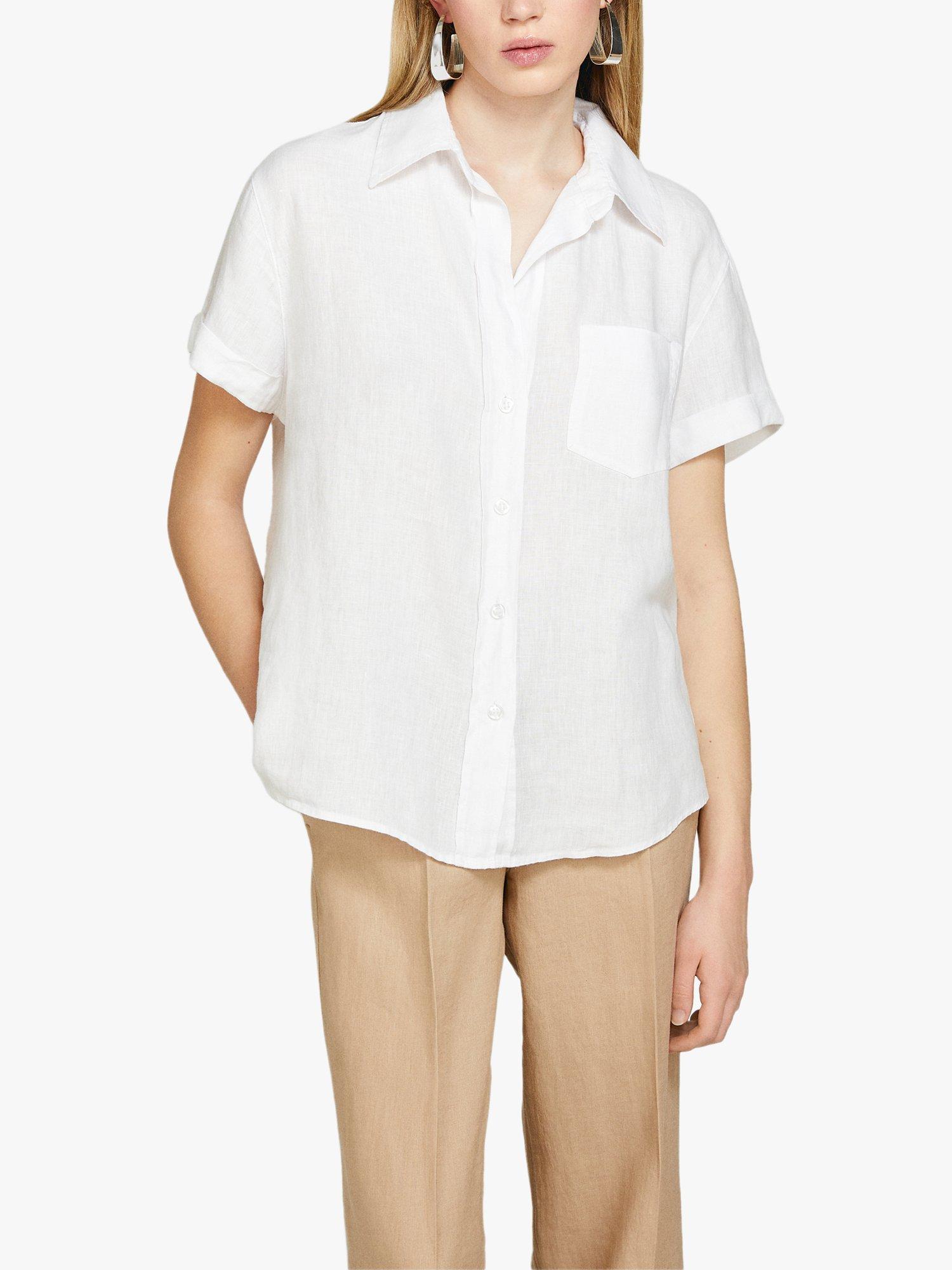 Product image 1 of 5, which shows SISLEY Short Sleeve Linen Shirt, White, M