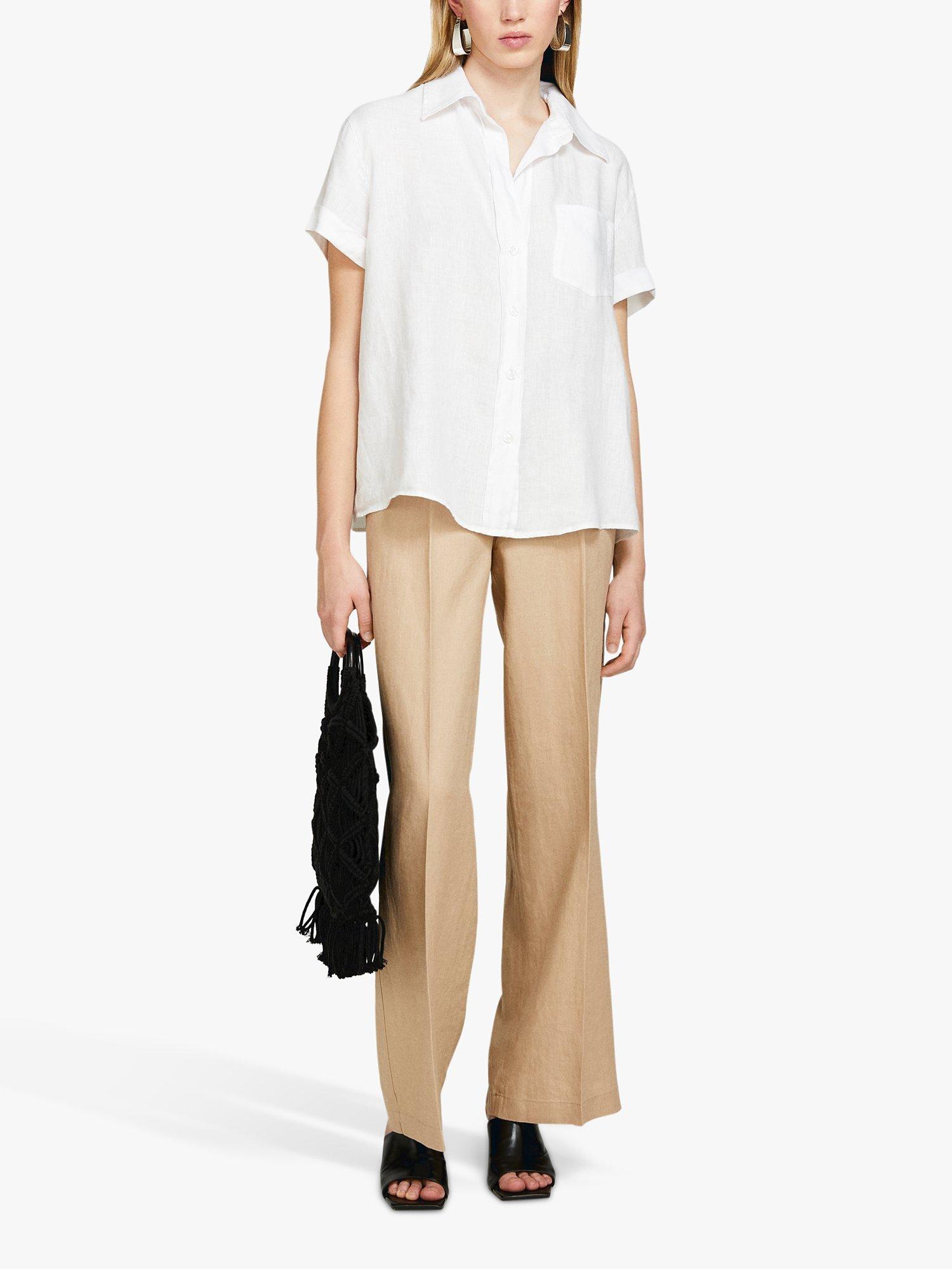 Product image 3 of 5, which shows SISLEY Short Sleeve Linen Shirt, White, M
