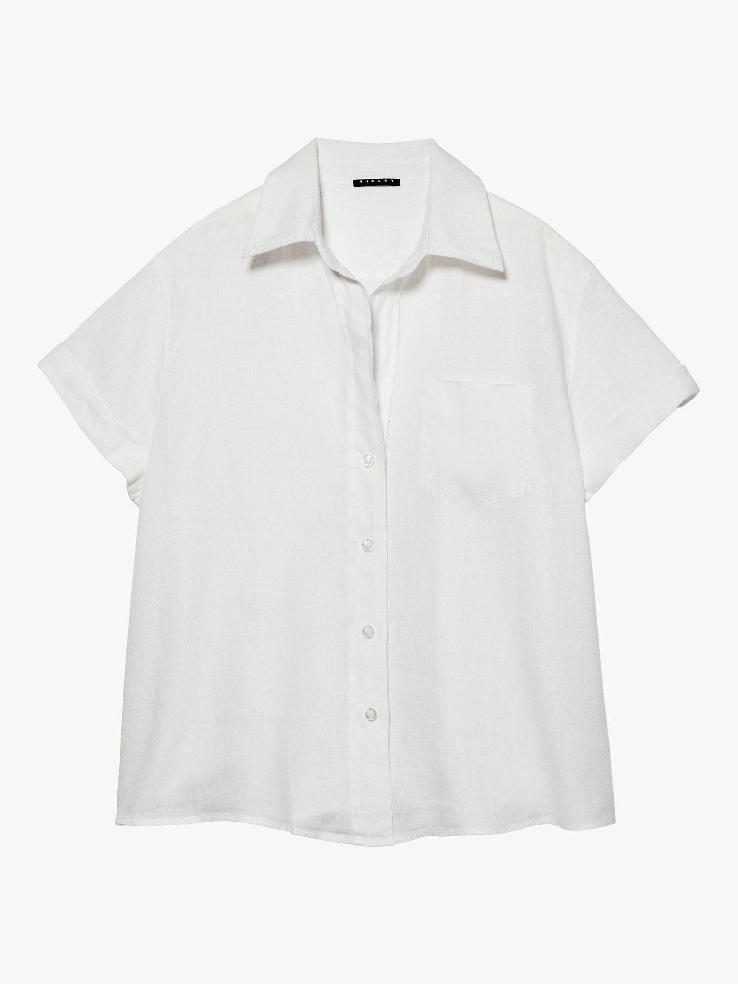 Product image 5 of 5, which shows SISLEY Short Sleeve Linen Shirt, White, M