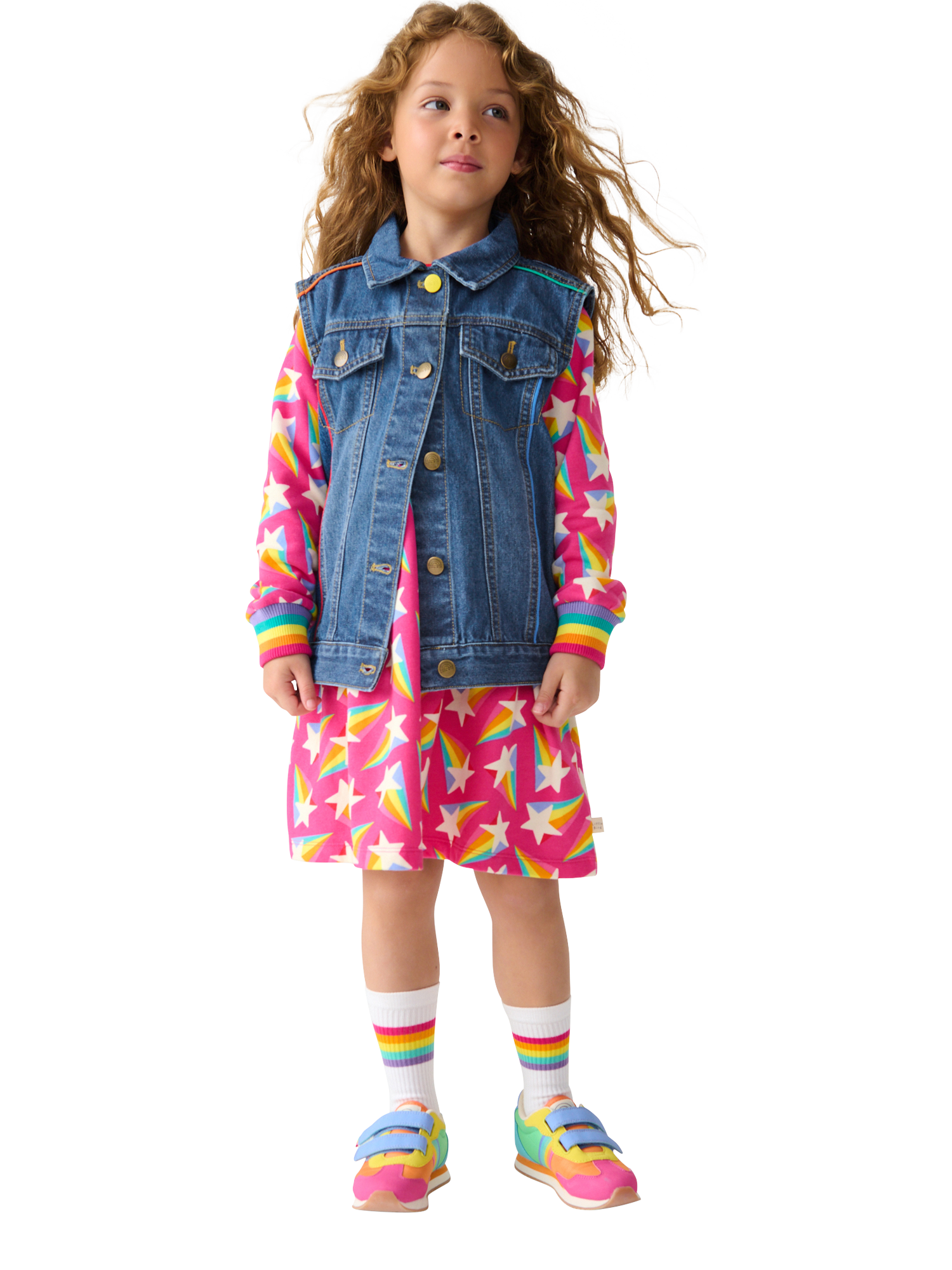 Little Bird By Jools Oliver Kids' Cotton Denim Waistcoat, Blue