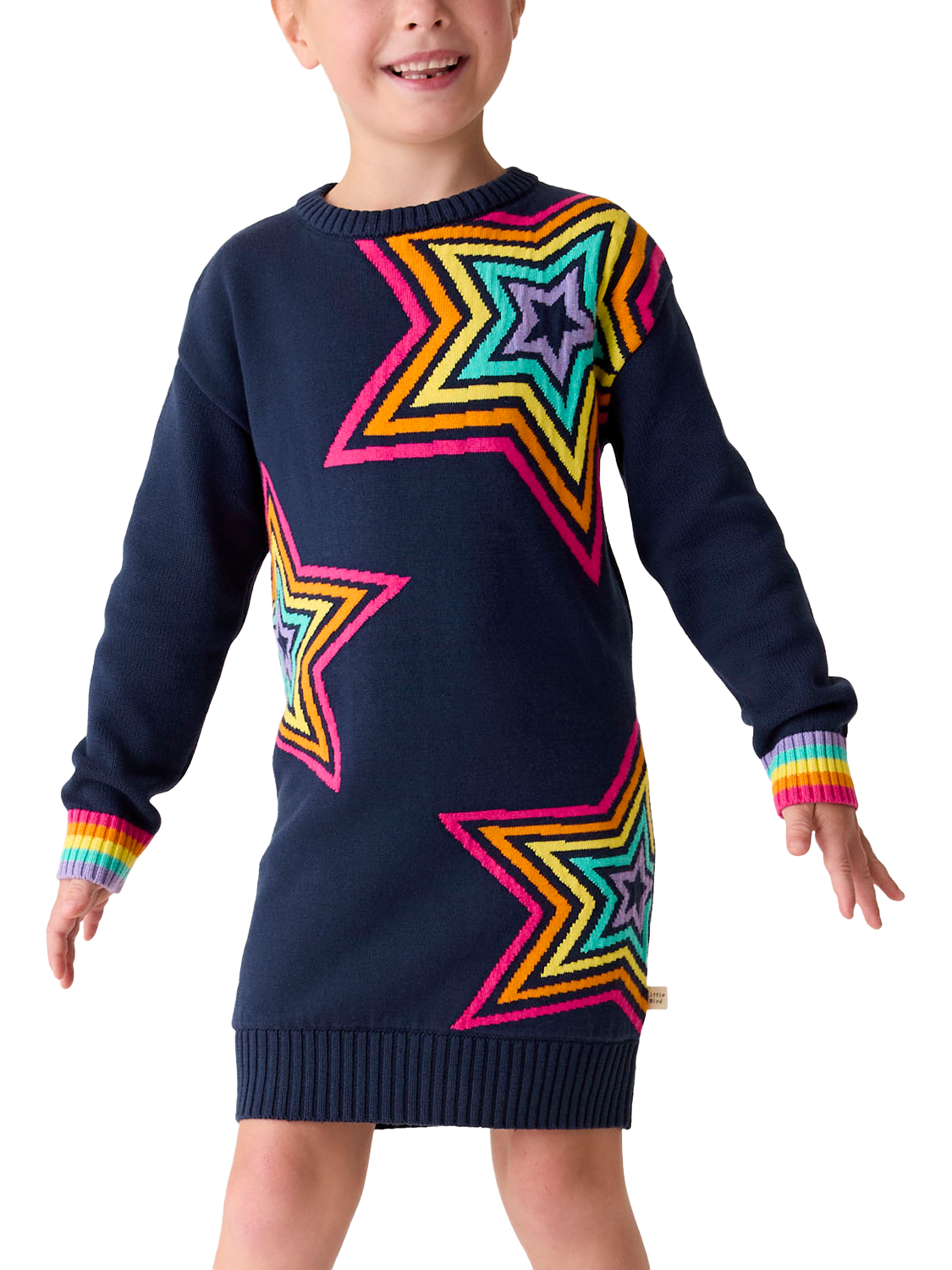 Little Bird By Jools Oliver Kids' Star Knit Dress, Navy