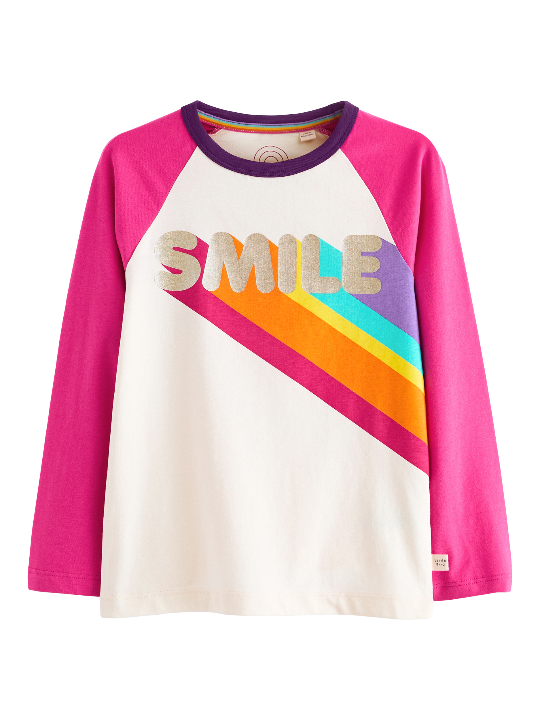 Little Bird By Jools Oliver Kids' Smile Long Sleeve T-Shirt, Pink/Multi