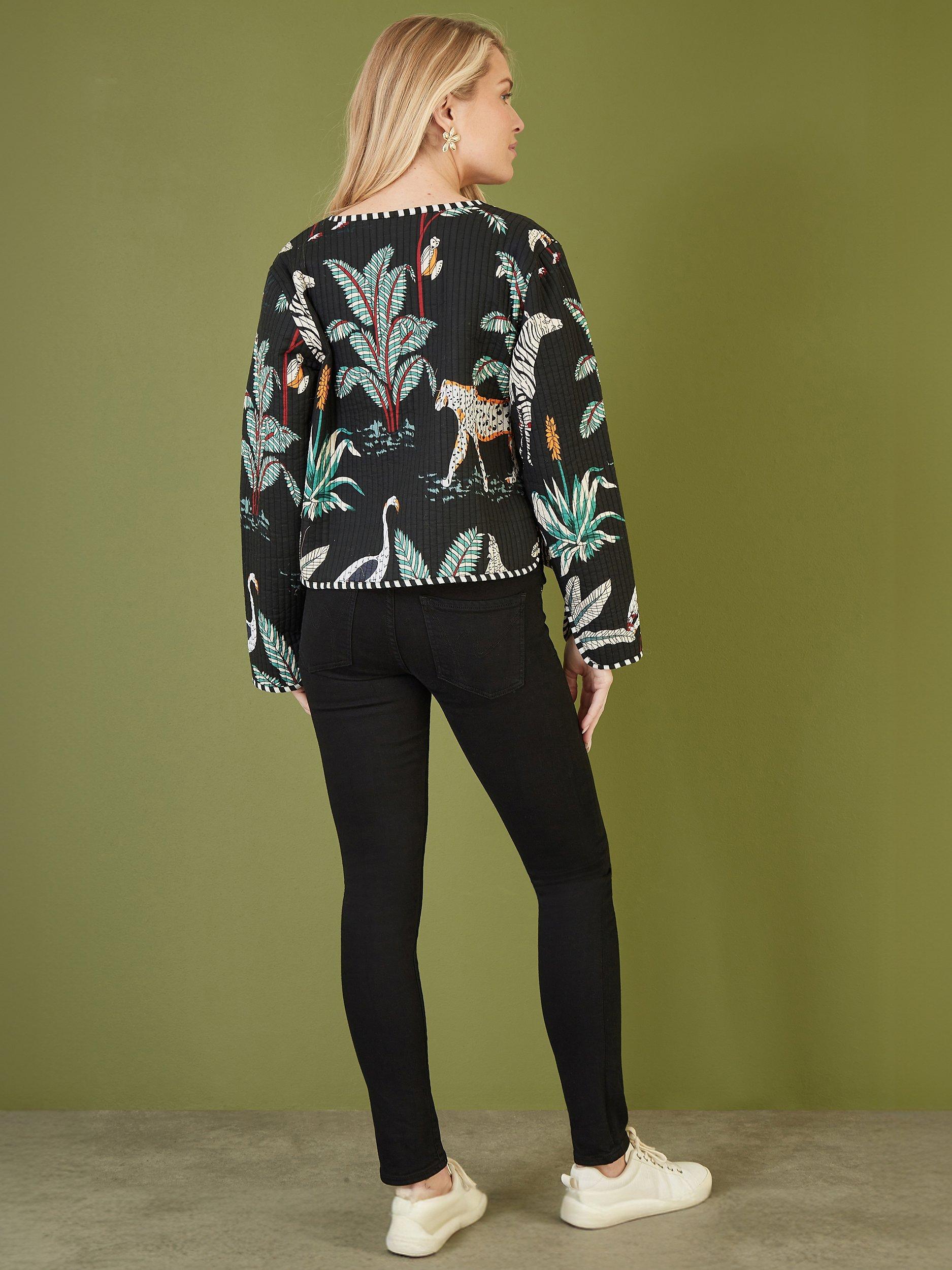 Product image 3 of 7, which shows Yumi Animal Quilted Reversible Jacket, Black, 8
