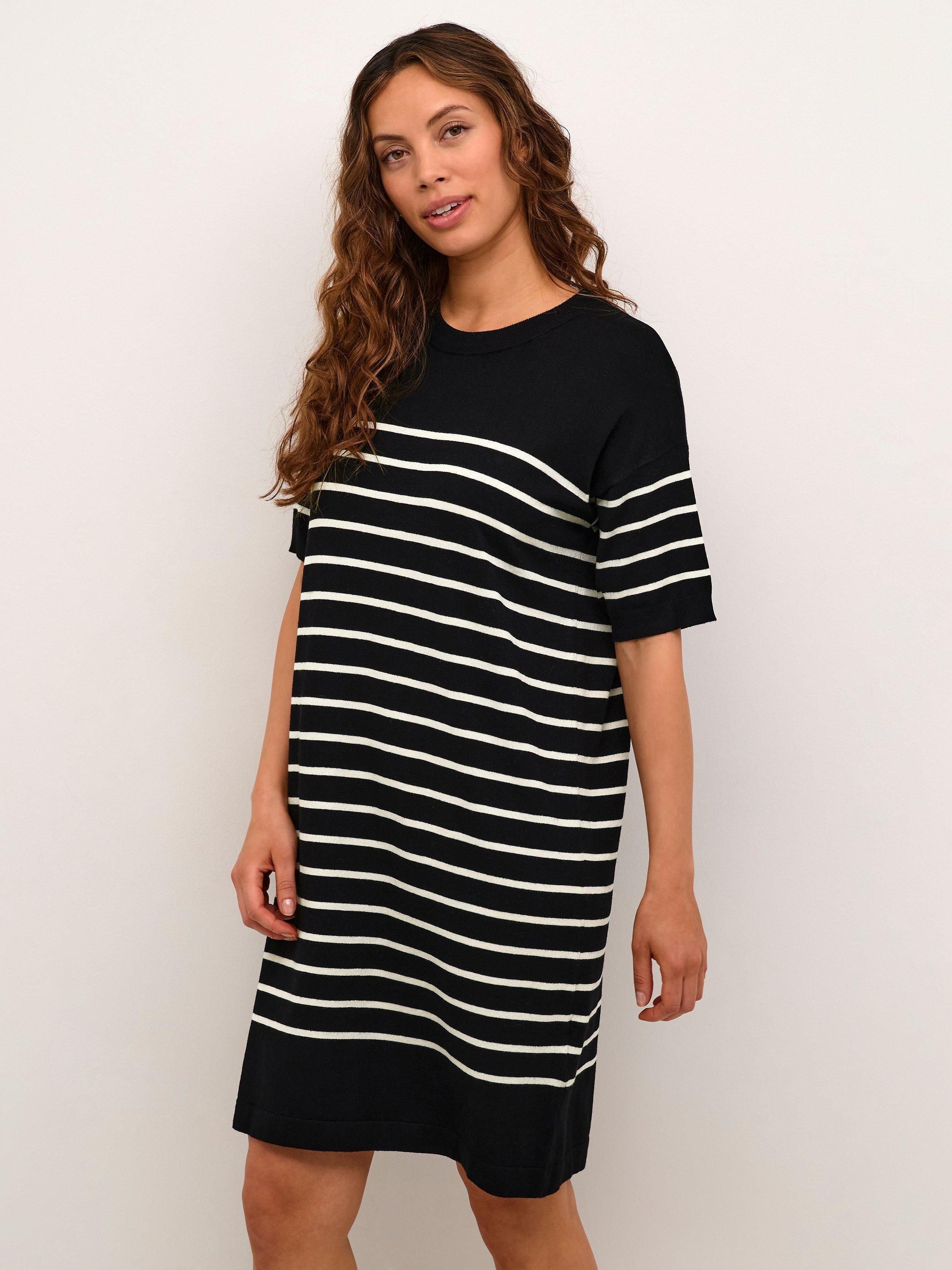 Product image 3 of 6, which shows KAFFE Lizza T-Shirt Dress, Turtledove Stripe, XS