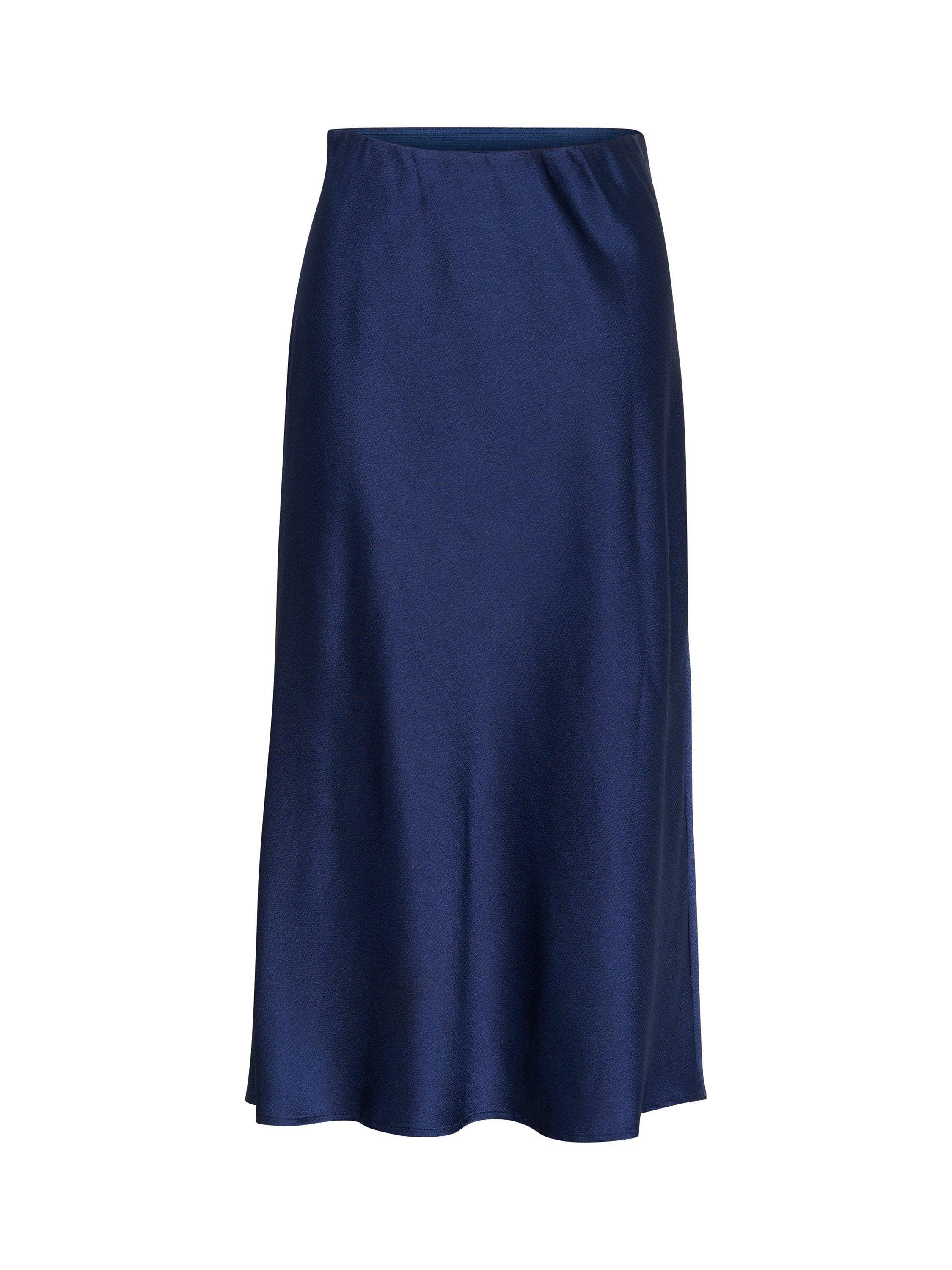Product image 5 of 6, which shows KAFFE Lotte Satin Midi Skirt, Marine, 16