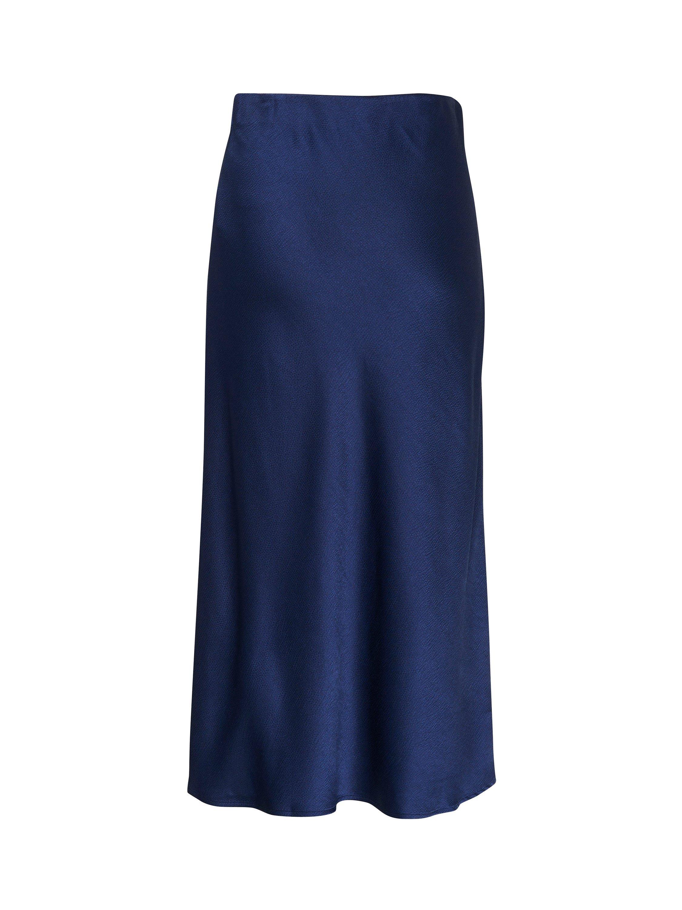 Product image 6 of 6, which shows KAFFE Lotte Satin Midi Skirt, Marine, 16