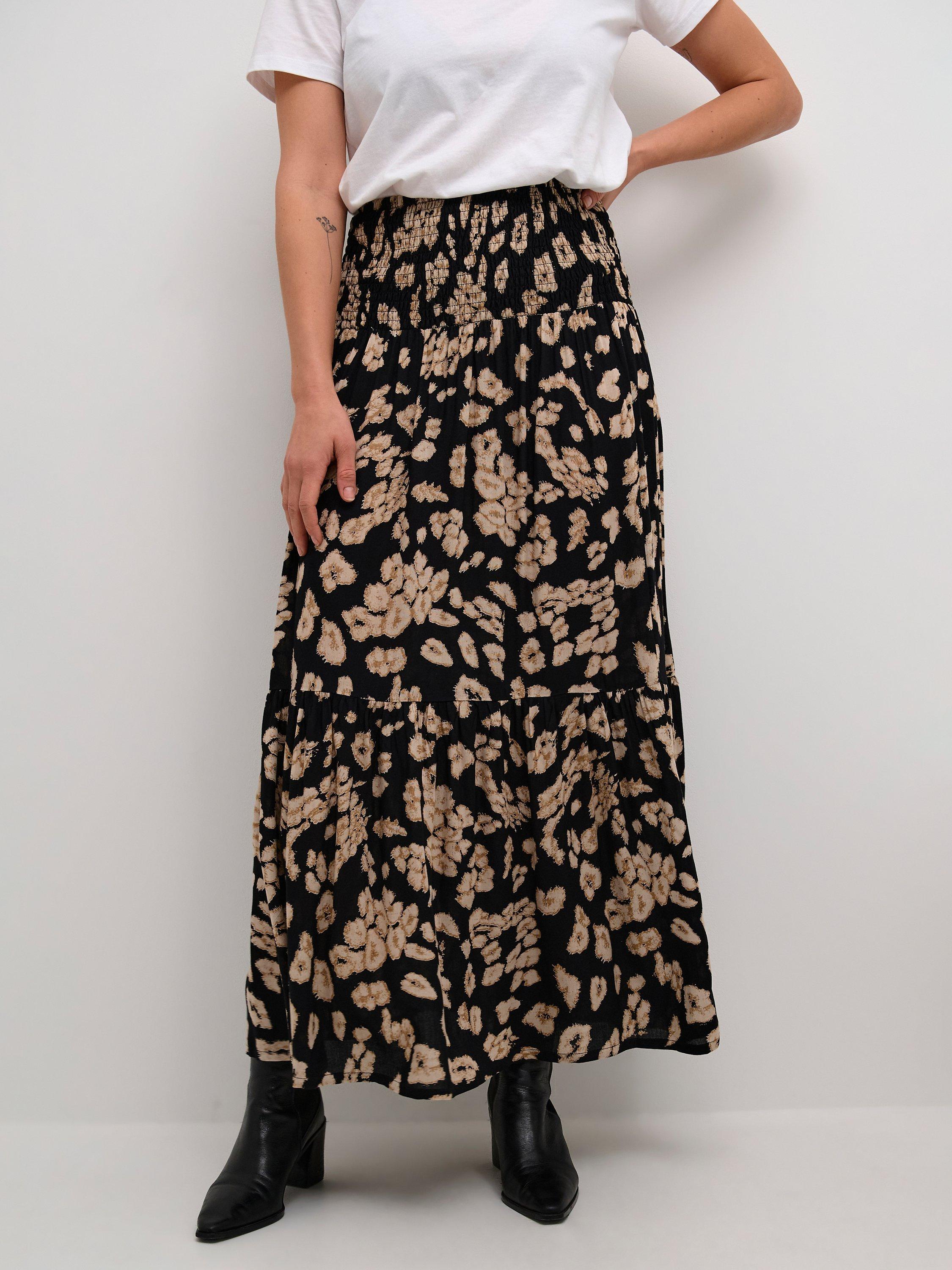 KAFFE Smocked Maxi Skirt Black Sand