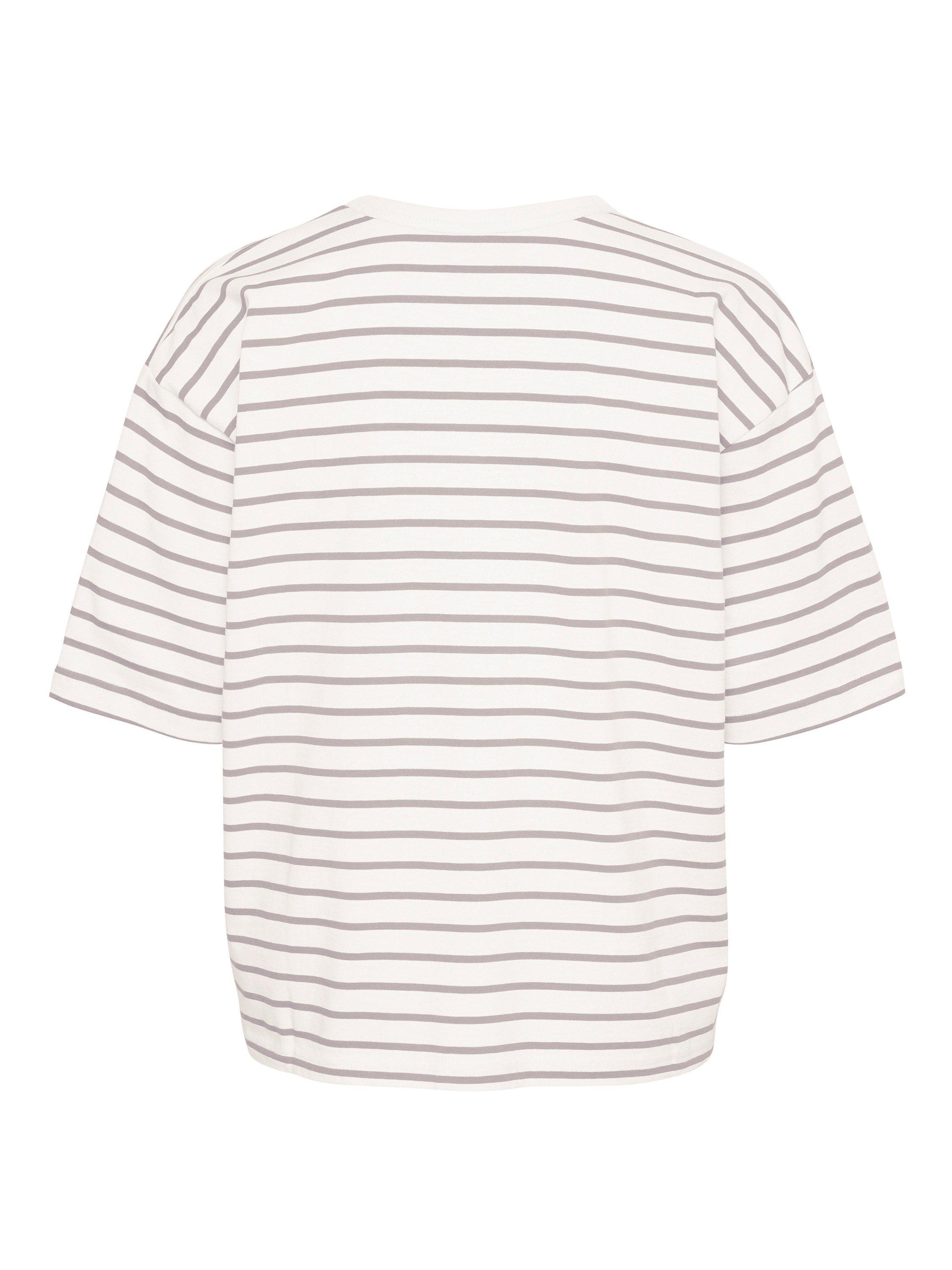 KAFFE Winny Stripe T-Shirt, White/Grey, XS