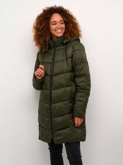 KAFFE Susanne Hooded Zipper Puffer Coat, Forest Night, Forest Night
