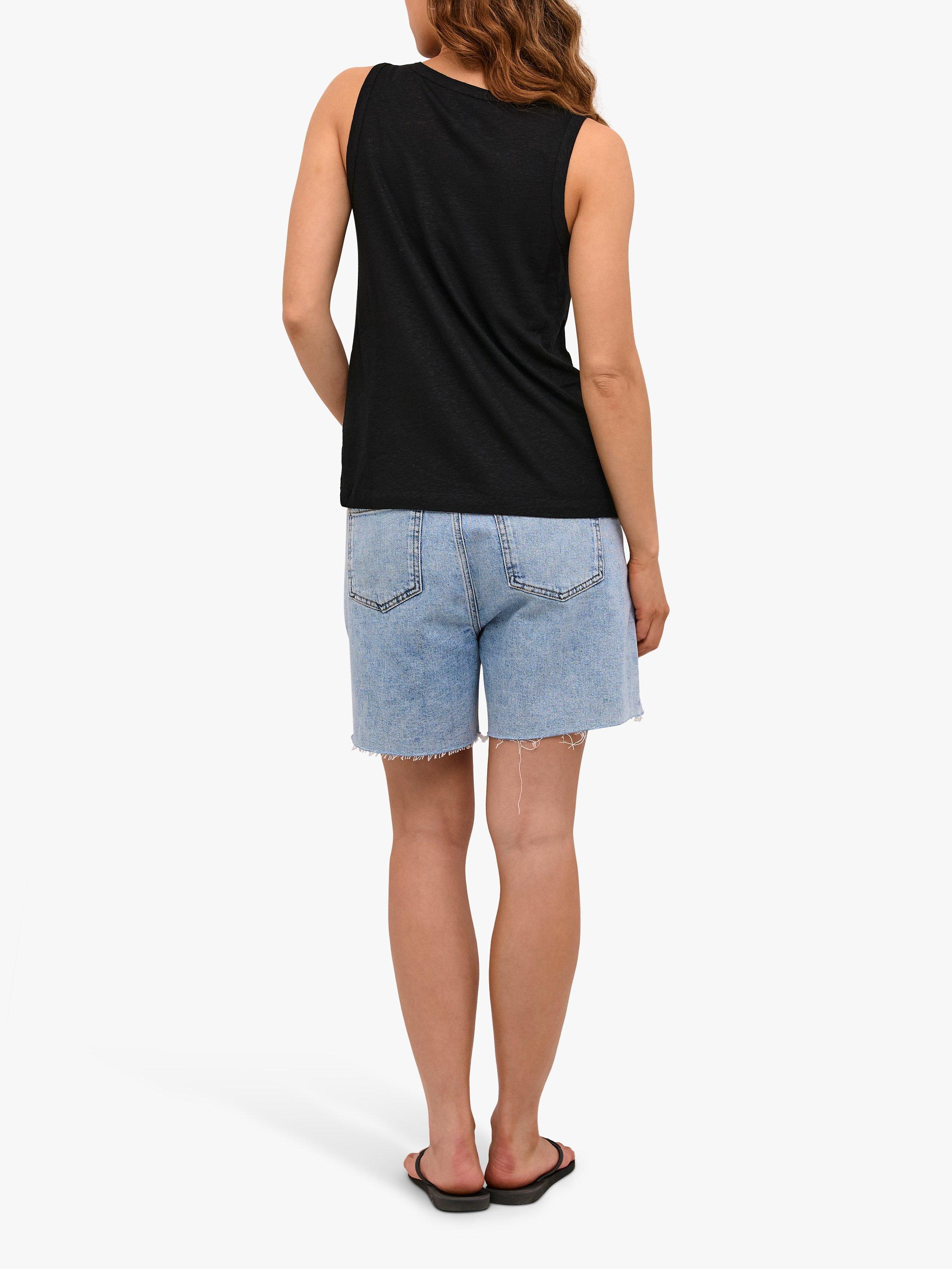 MY ESSENTIAL WARDROBE Lisa Linen Blend Tank Top, Black, S