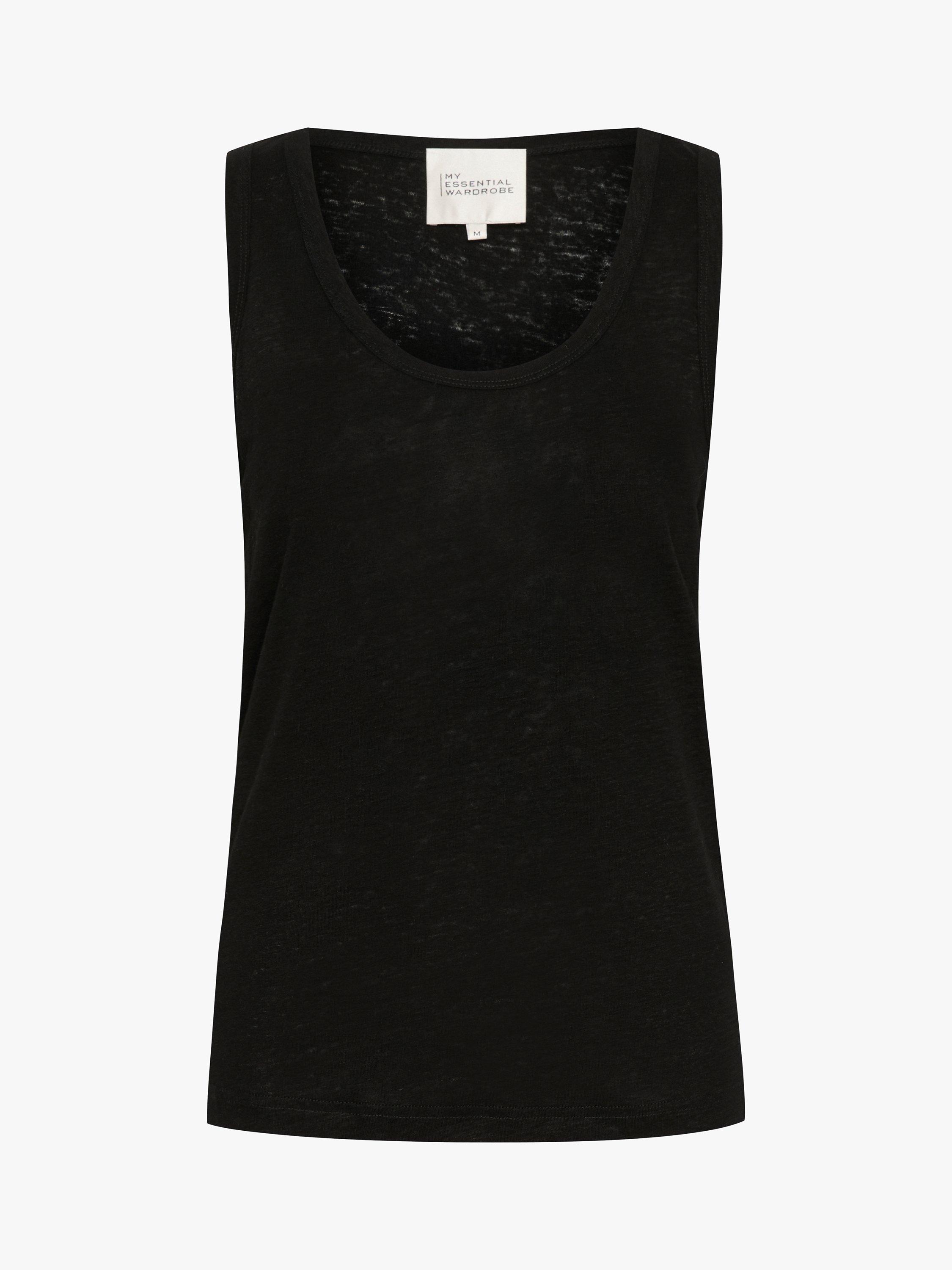 MY ESSENTIAL WARDROBE Lisa Linen Blend Tank Top, Black, S