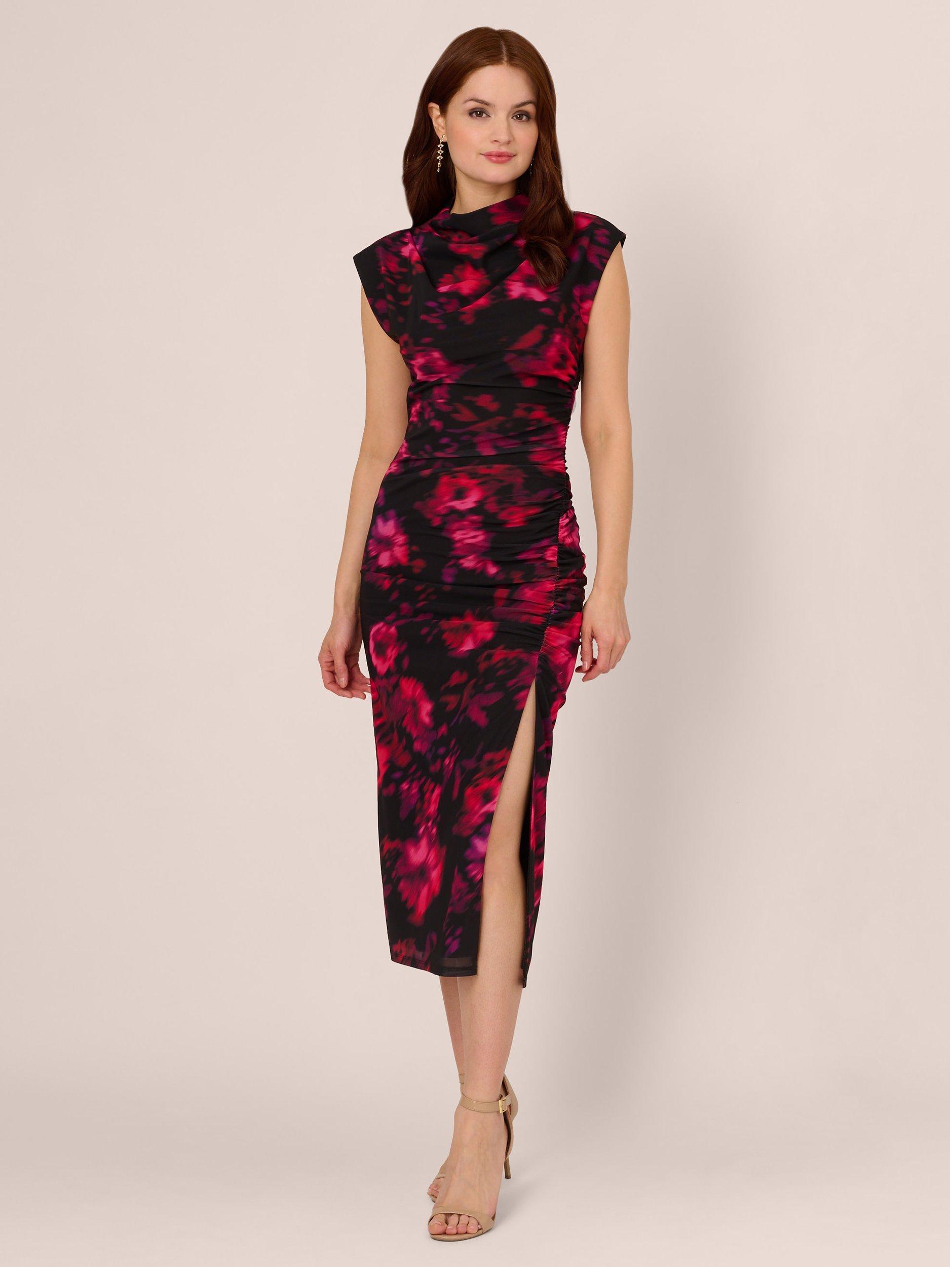 Adrianna papell black floral dress best sale