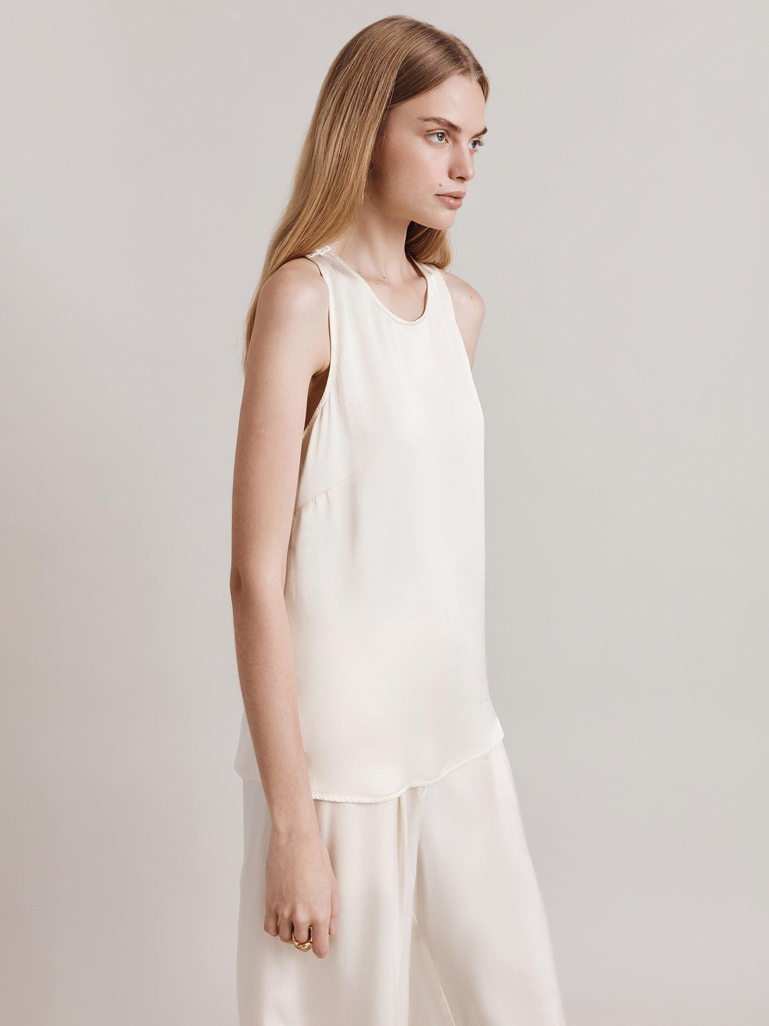 Product image 3 of 4, which shows Ghost Kate Sleeveless Satin Top, Ivory, XS