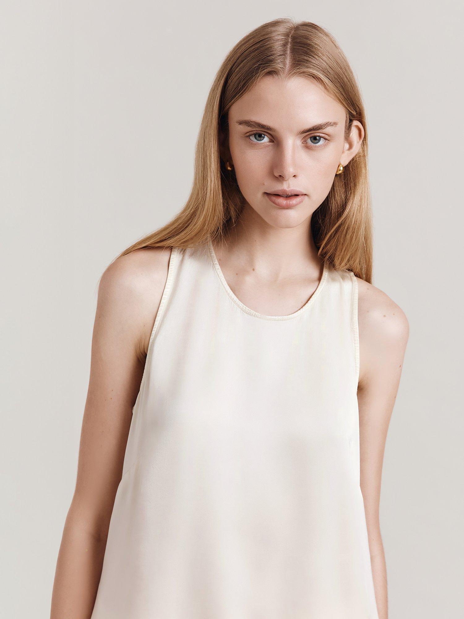 Product image 4 of 4, which shows Ghost Kate Sleeveless Satin Top, Ivory, XS