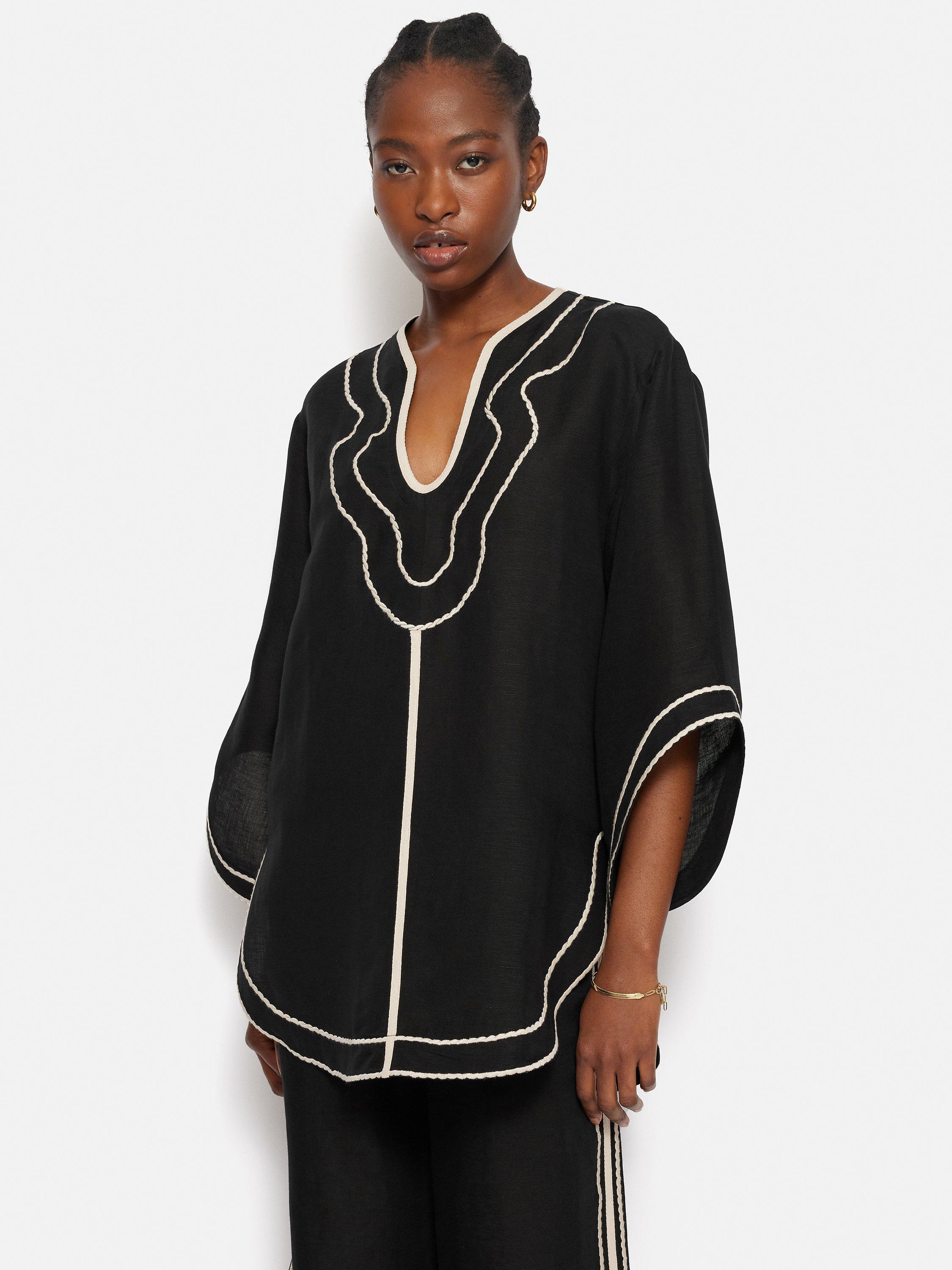 Jigsaw Scalloped Embroidery Tunic Top