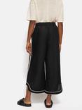 Jigsaw Scalloped Embroidery Cropped Trousers, Black