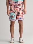 GANT Picnic Print Silk Shorts, 116 Linen