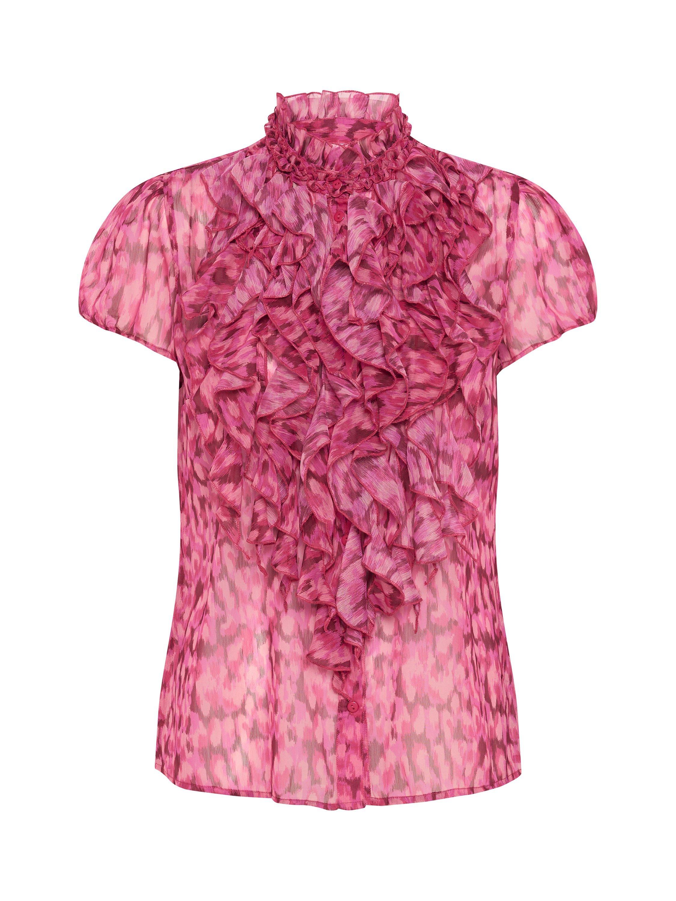 Product image 3 of 4, which shows Saint Tropez Lilja Crinkle Shirt, Fuchsia, S