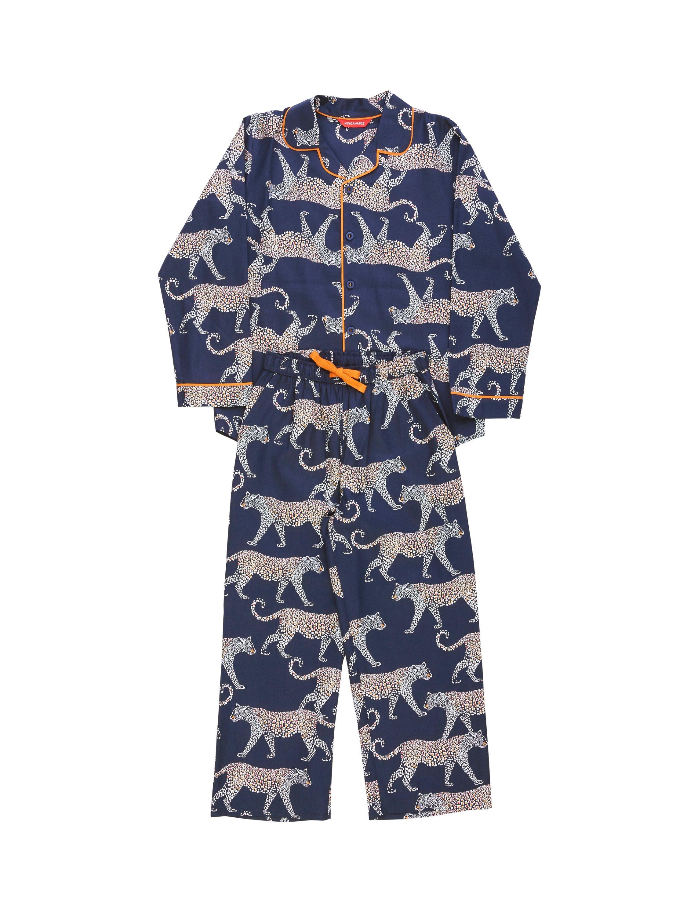 Product image 4 of 4, which shows Minijammies Kid's Taylor Leopard Print Pyjama Set, Navy/Multi, 2-3 years