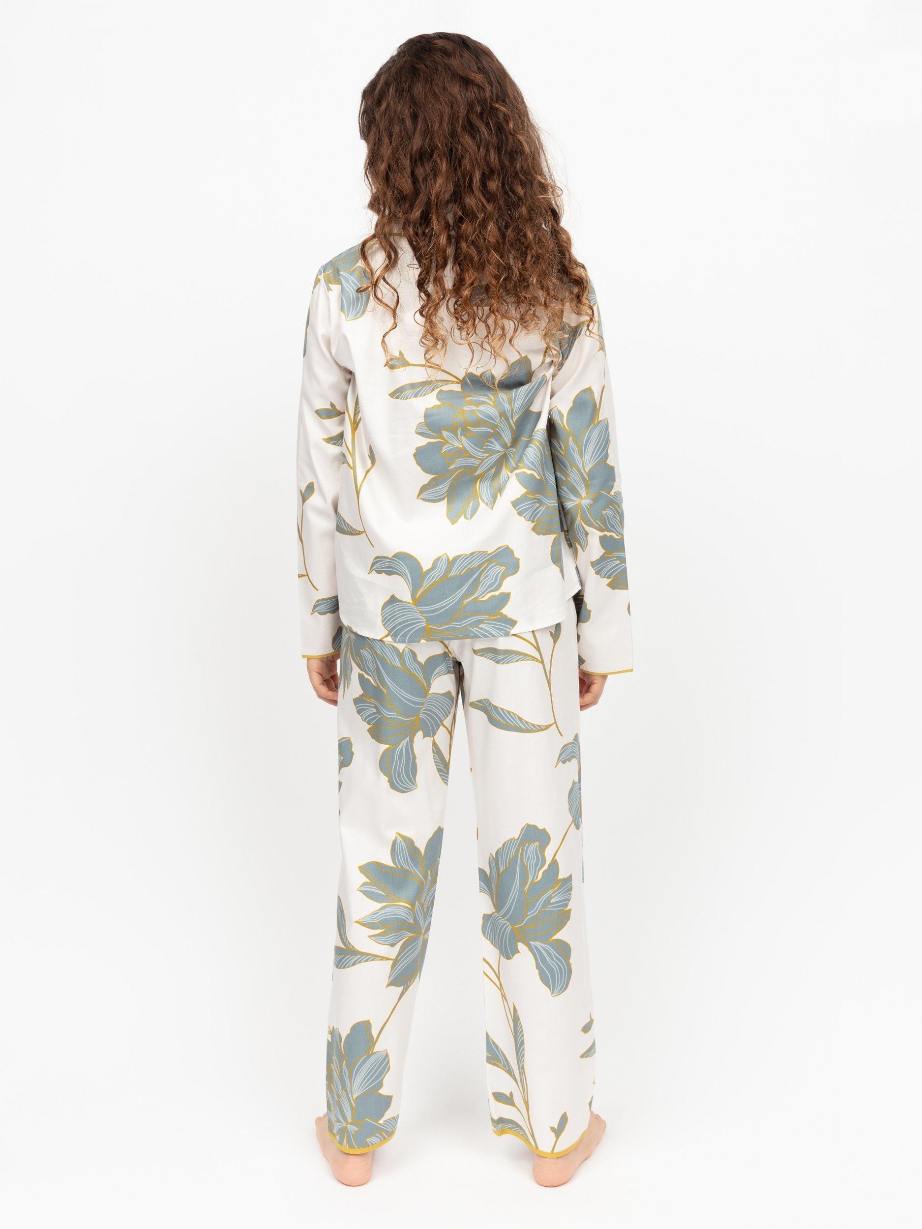 Product image 3 of 4, which shows Minijammies Kid's Piper Floral Print Pyjama Set, White, 2-3 years