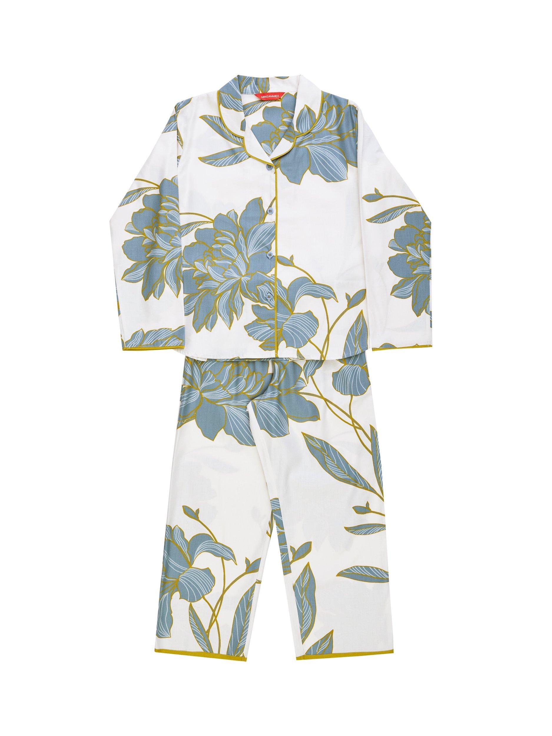 Product image 4 of 4, which shows Minijammies Kid's Piper Floral Print Pyjama Set, White, 2-3 years