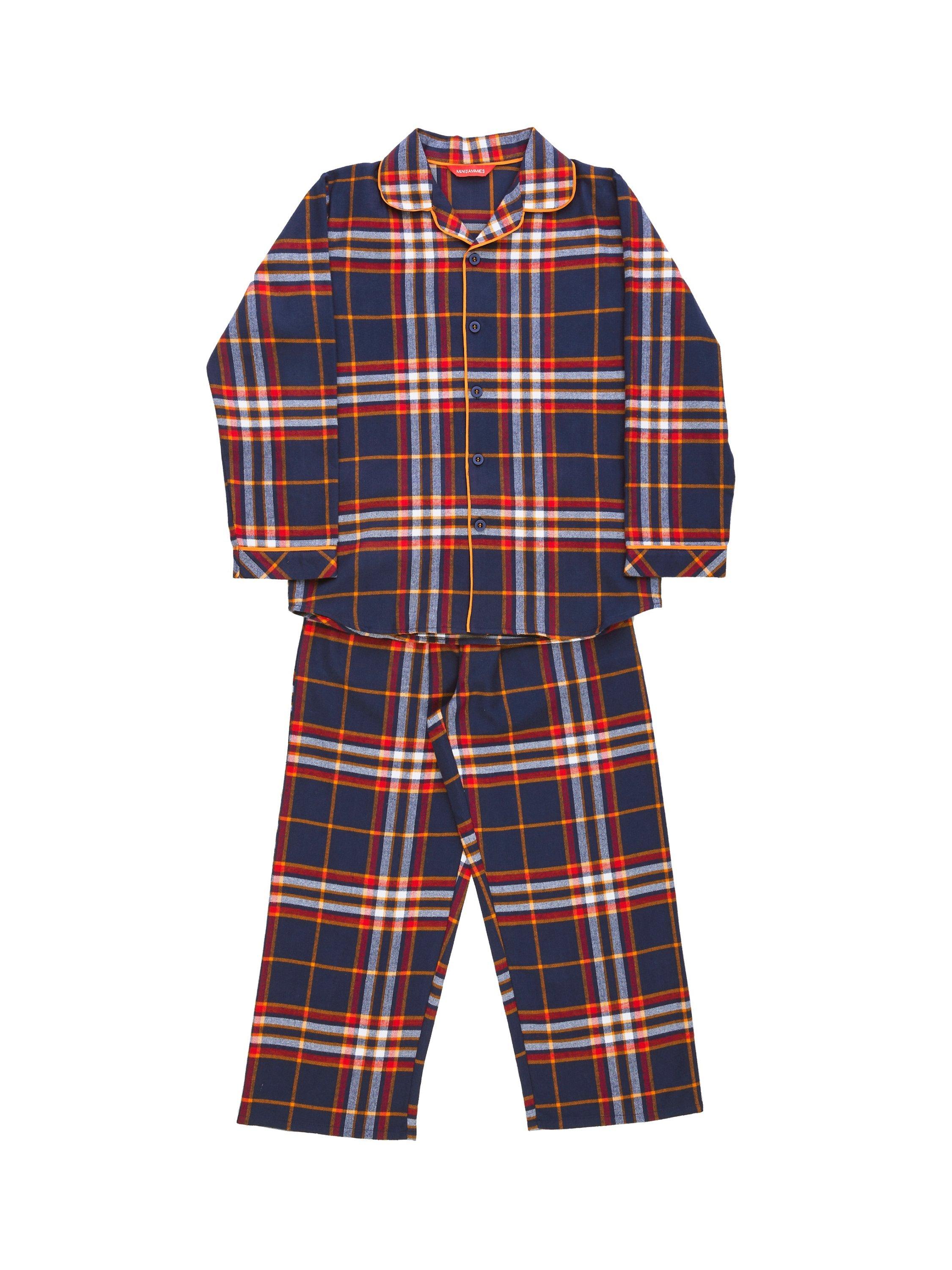 Product image 4 of 4, which shows Minijammies Kid's Taylor Check Pyjama Set, Navy/Multi, 2-3 years