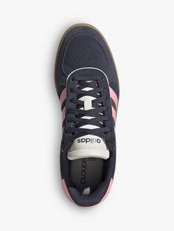 adidas Breaknet Suede Trainers - view 2, Navy/Pink