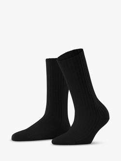 FALKE Cosy Wool & Cashmere Blend Boot Socks, Black