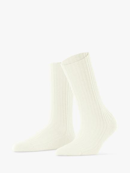FALKE Cosy Wool & Cashmere Blend Boot Socks, Cream