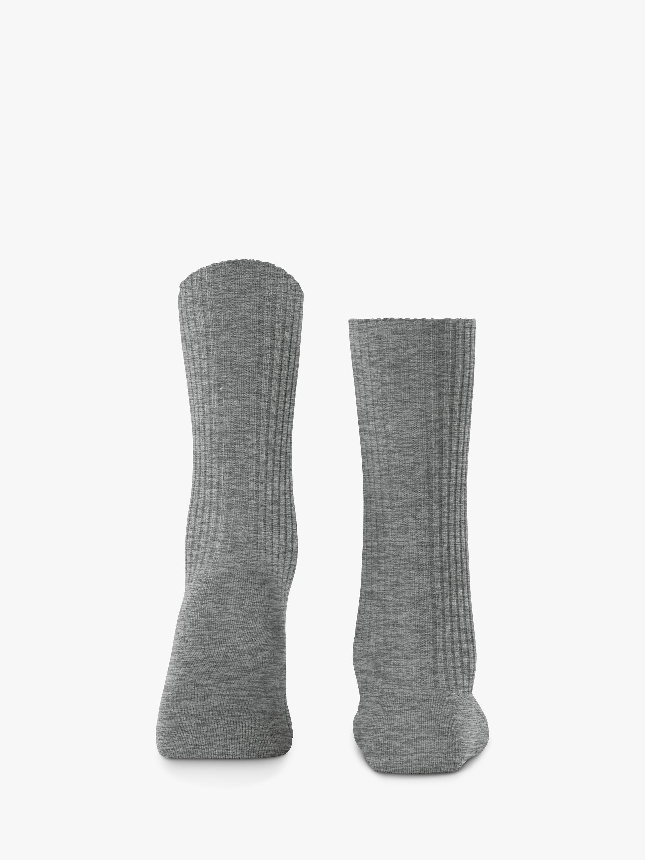 Product image 2 of 3, which shows FALKE Cosy Wool & Cashmere Blend Ribbed Boot Socks, Grey, S-M
