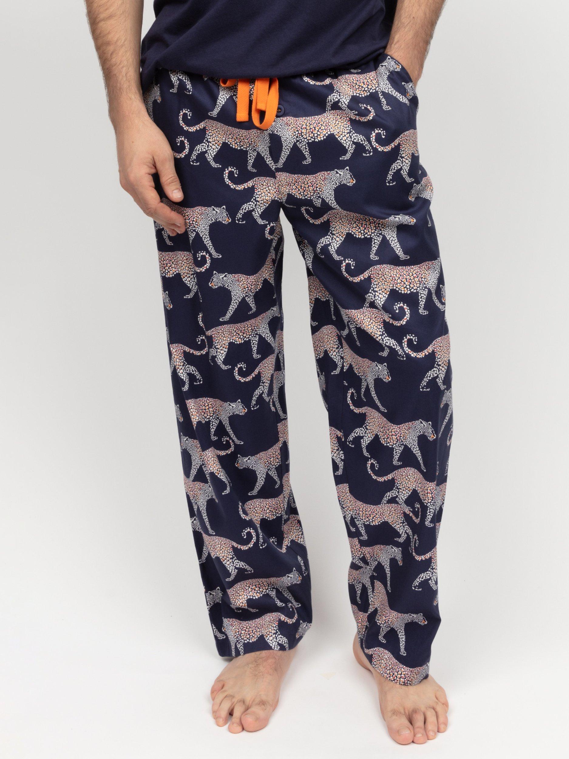 Product image 2 of 4, which shows Cyberjammies Taylor Leopard Print Pyjama Bottom, Navy, S