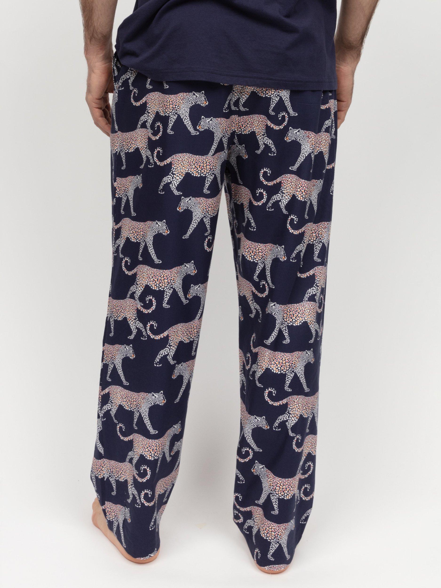 Product image 3 of 4, which shows Cyberjammies Taylor Leopard Print Pyjama Bottom, Navy, S