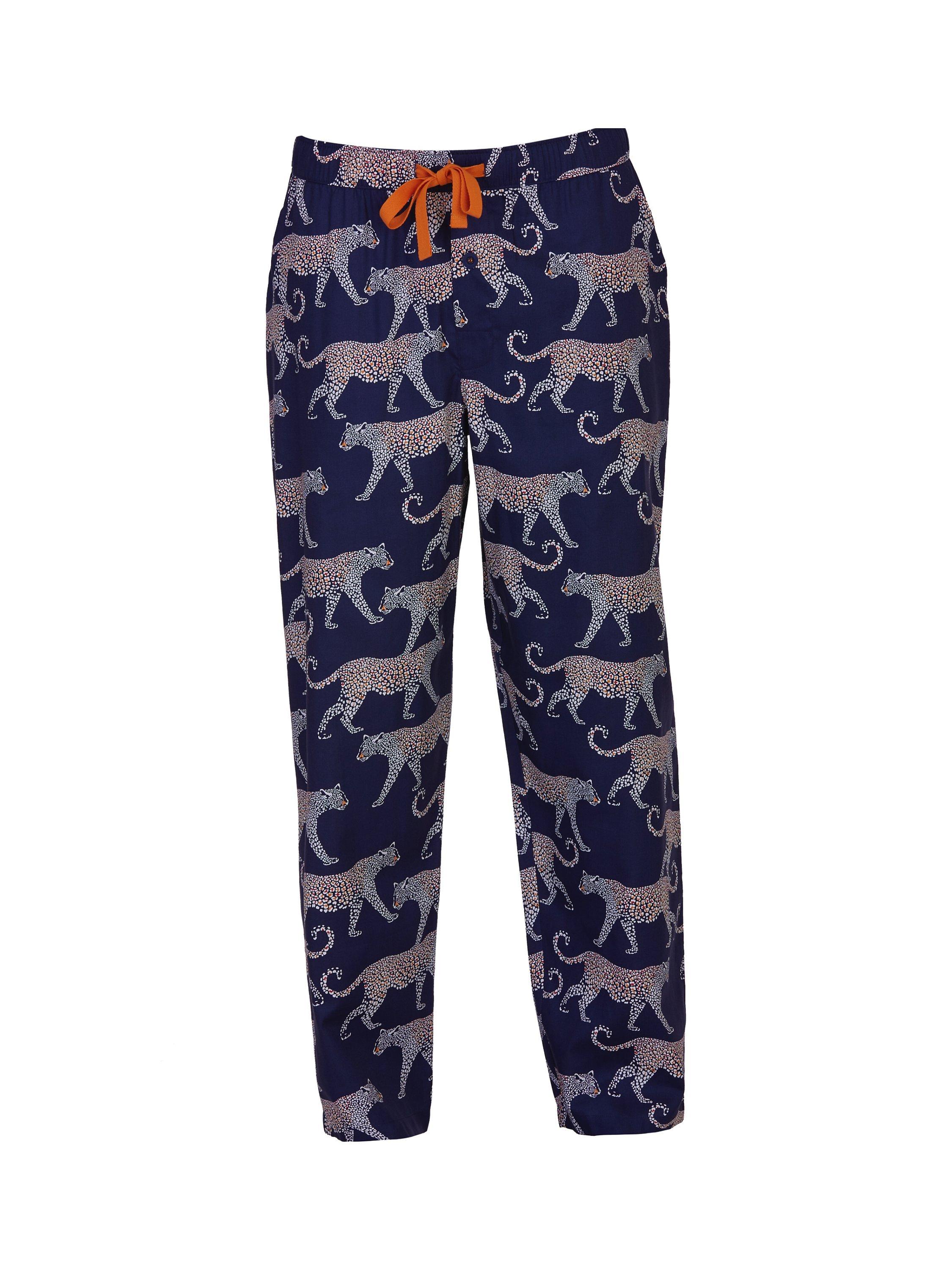 Product image 4 of 4, which shows Cyberjammies Taylor Leopard Print Pyjama Bottom, Navy, S