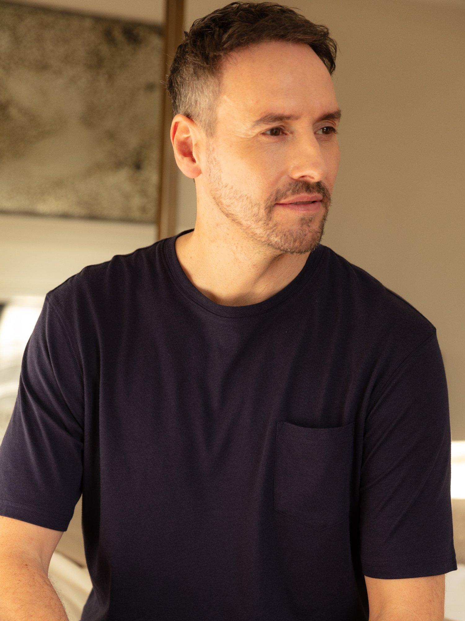 Product image 1 of 4, which shows Cyberjammies Taylor Short Sleeve Pyjama Top, Navy, S