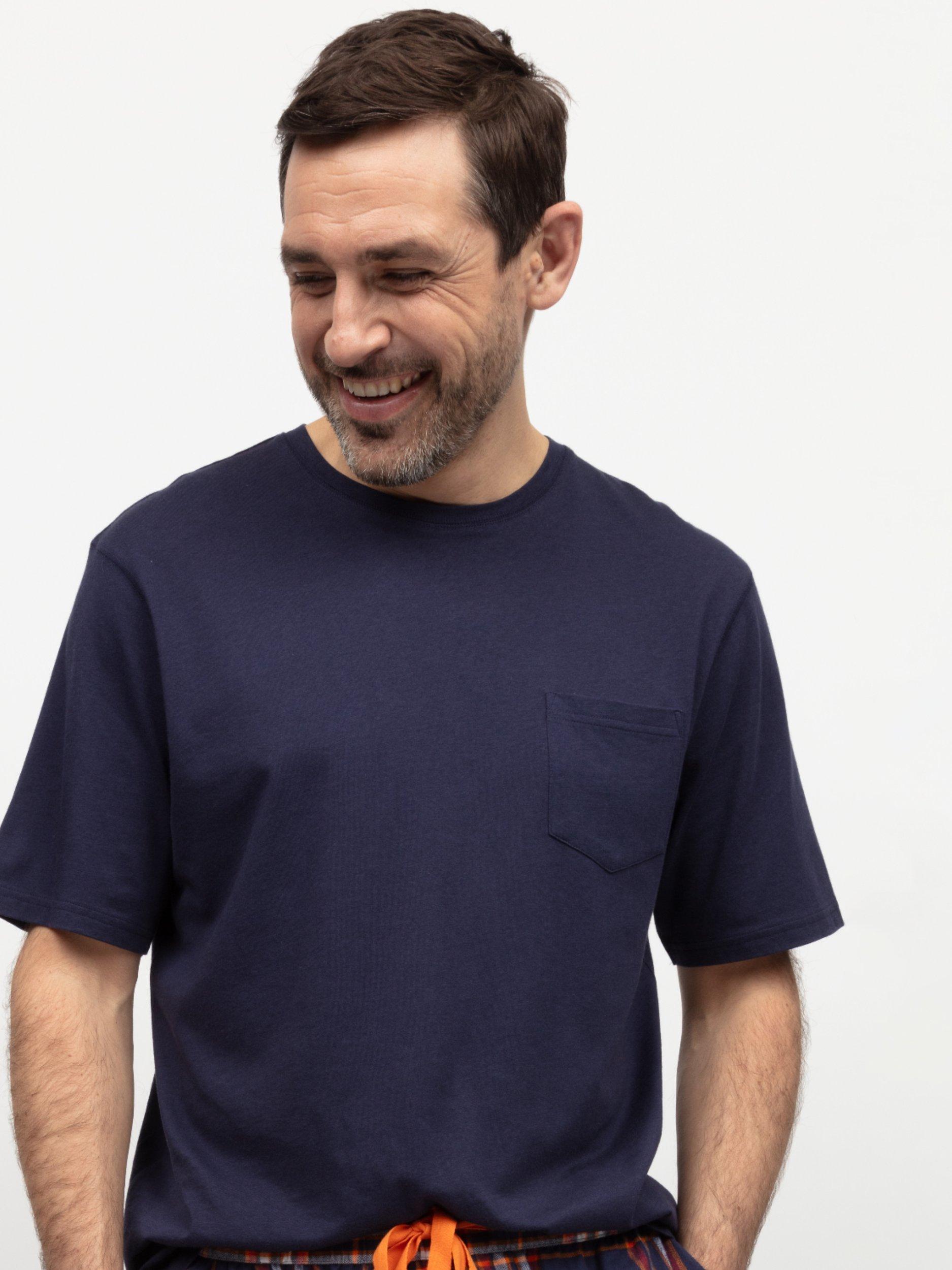 Product image 2 of 4, which shows Cyberjammies Taylor Short Sleeve Pyjama Top, Navy, S