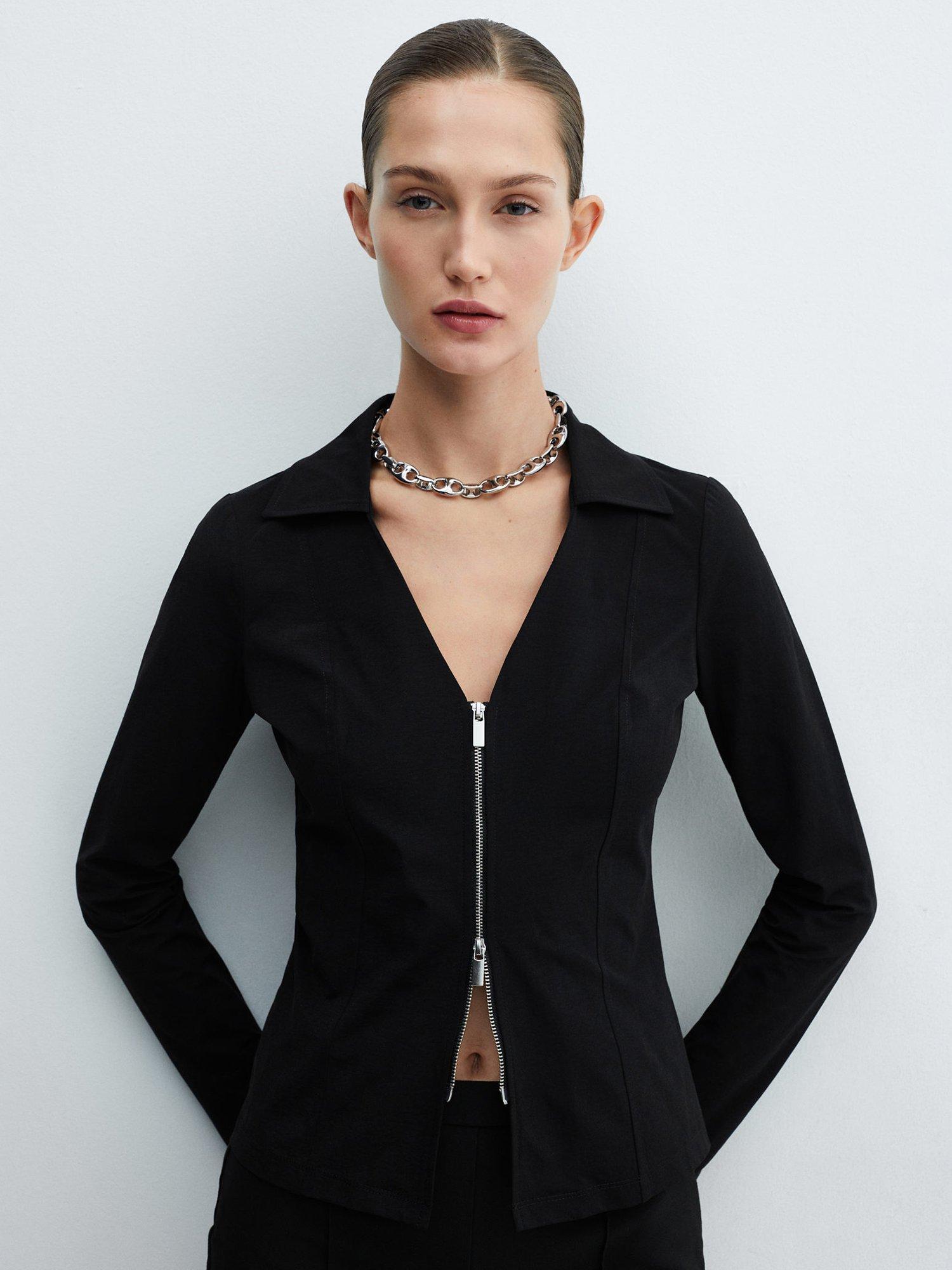 Mango Bengala Fitted Jacket, Black