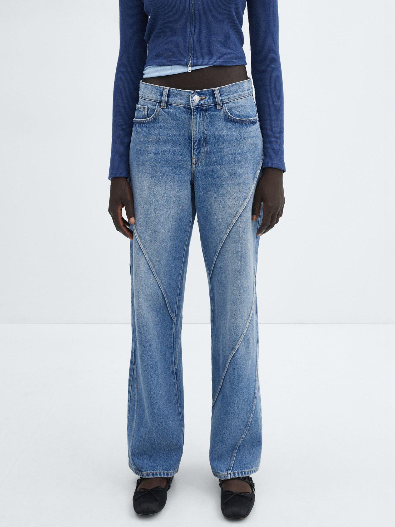 Mango Rossi Seam Detailing Jeans, Mid Blue