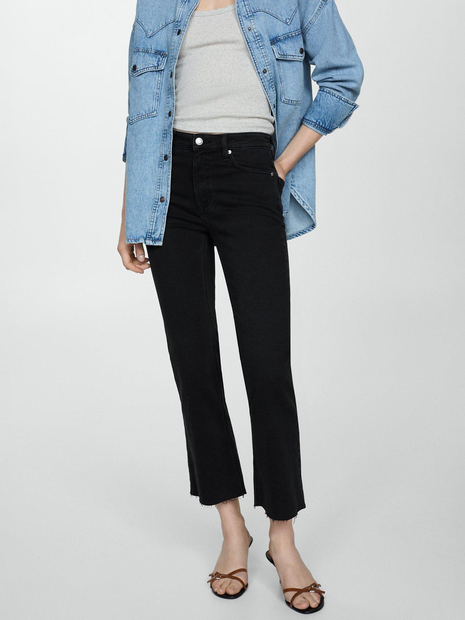 Mango Sienna Cropped Flared Jeans, Open Grey