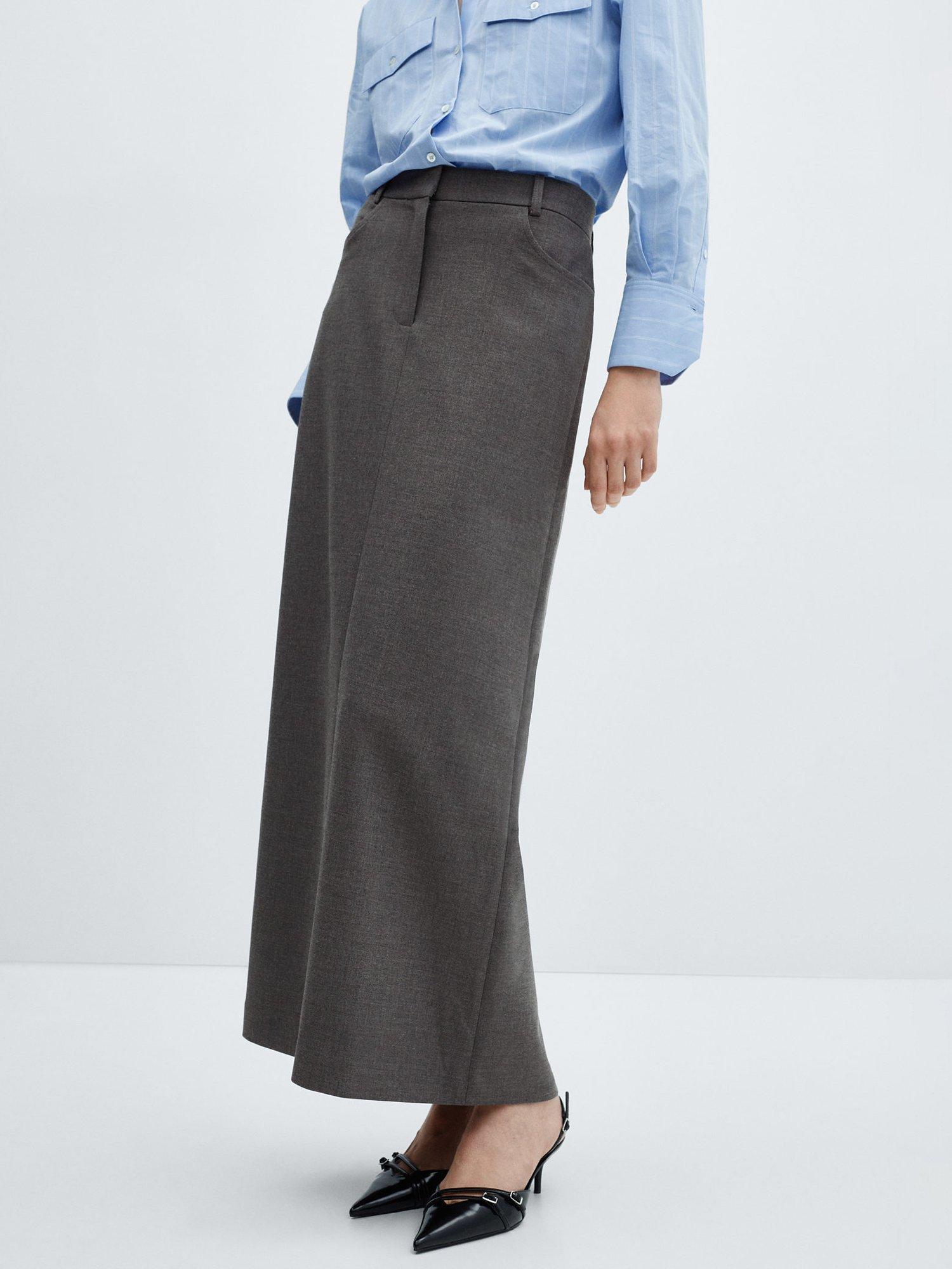 Mango Erin Straight Maxi Skirt, Grey