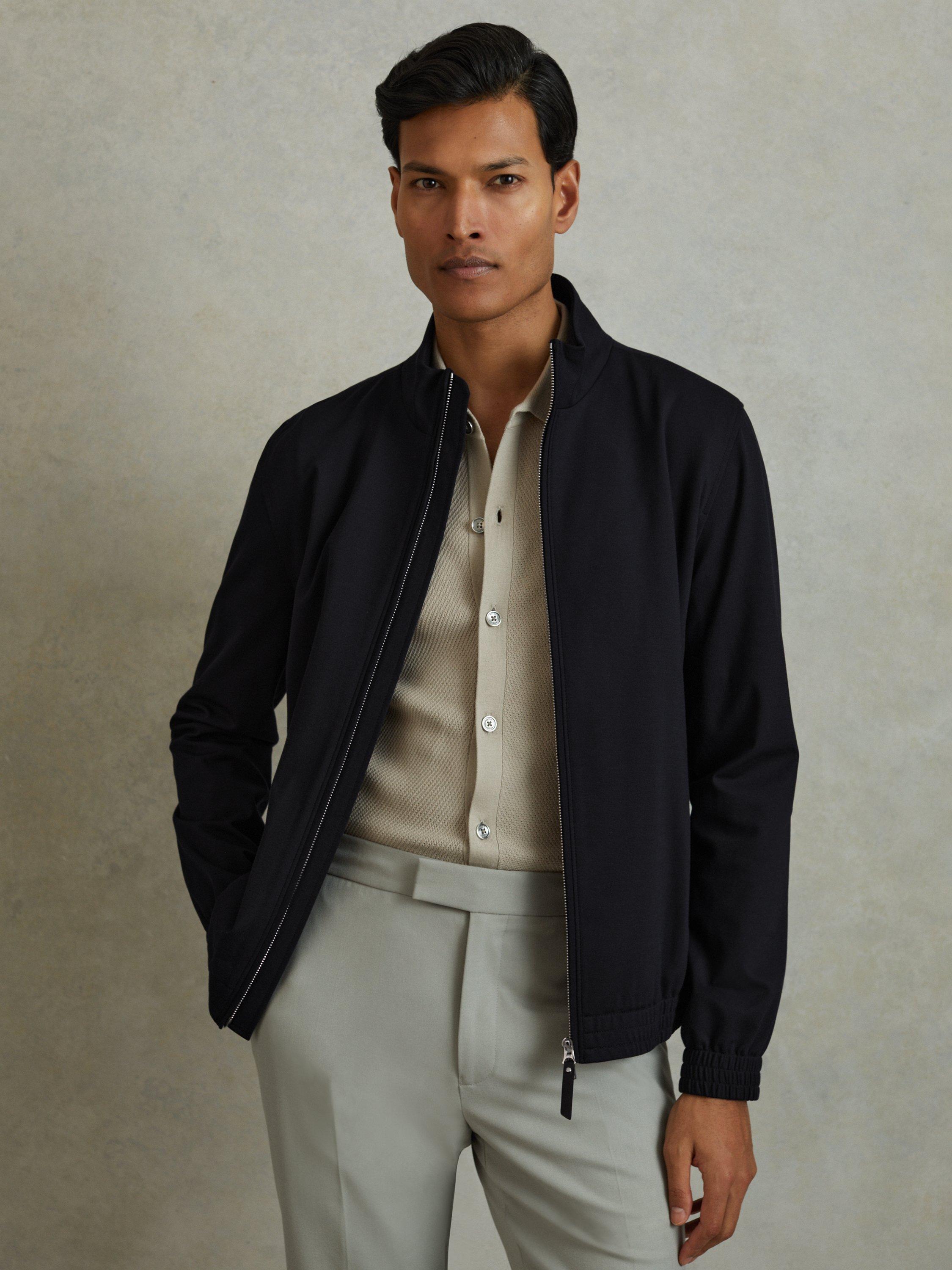Reiss Petras Elasticated Hem Zip Front Bomber Jacket