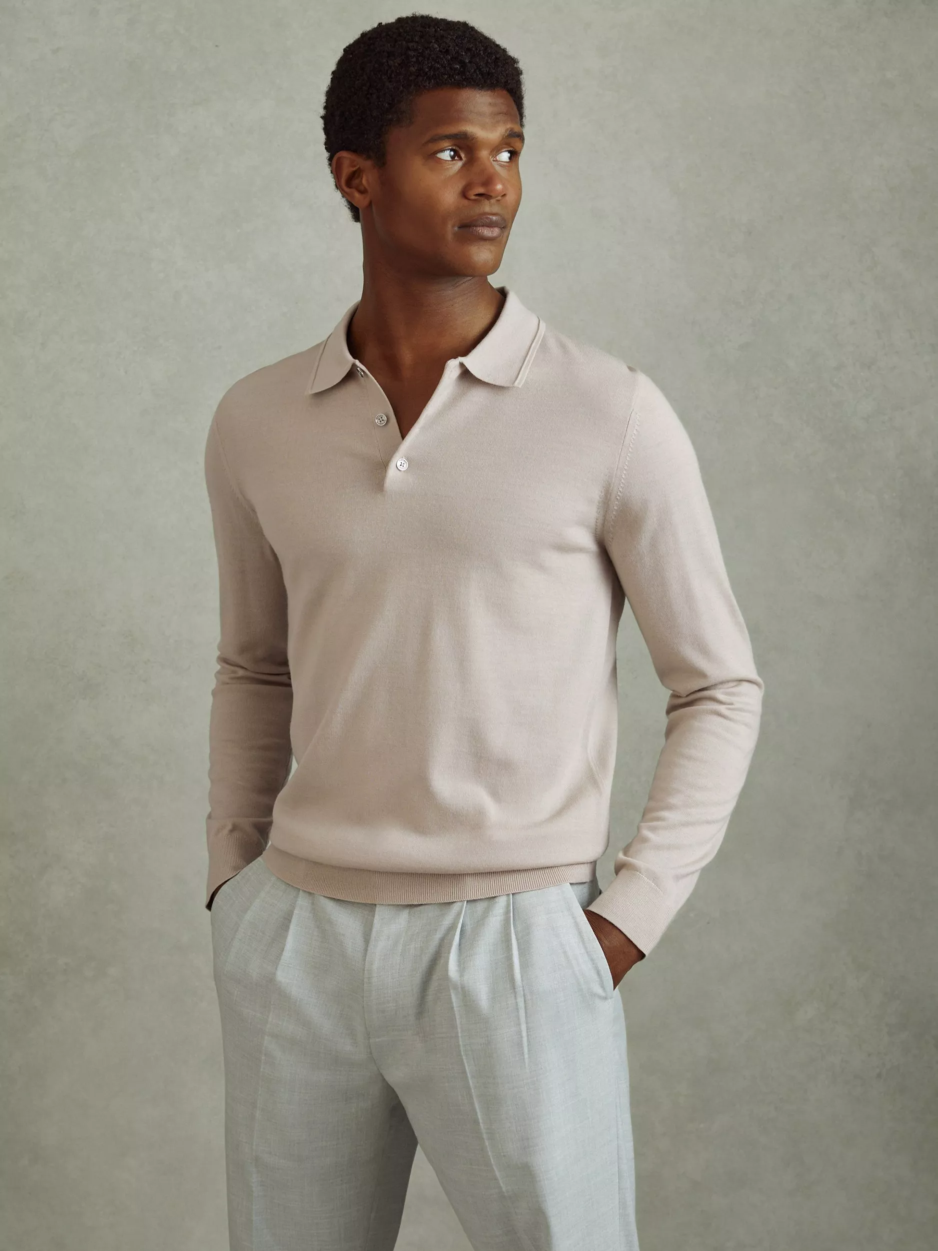 Reiss mens long sleeve polo top