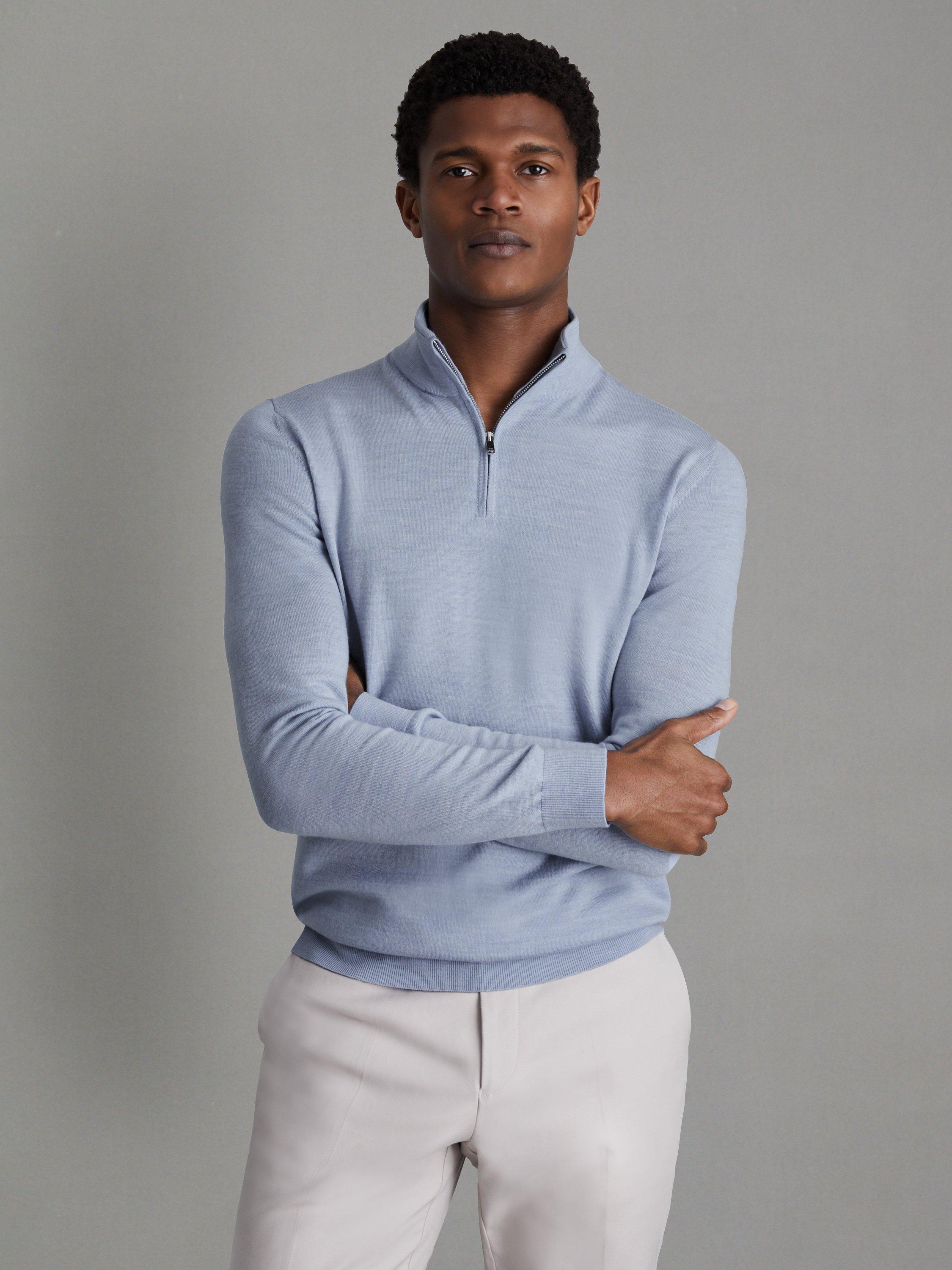 Reiss Blackhall Merino Wool Funnel Neck Half Zip Jumper