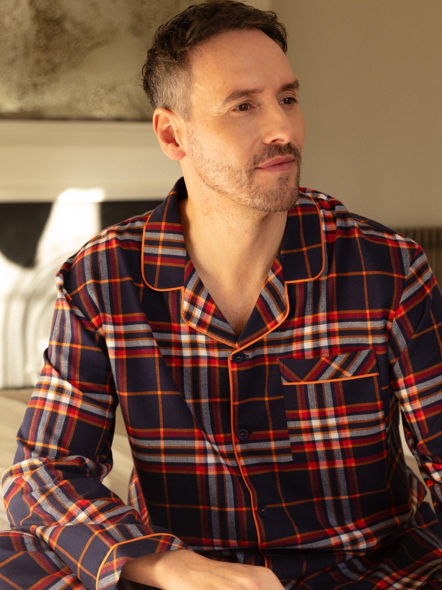 Product image 1 of 4, which shows Cyberjammies Taylor Check Pyjama Top, Navy, S