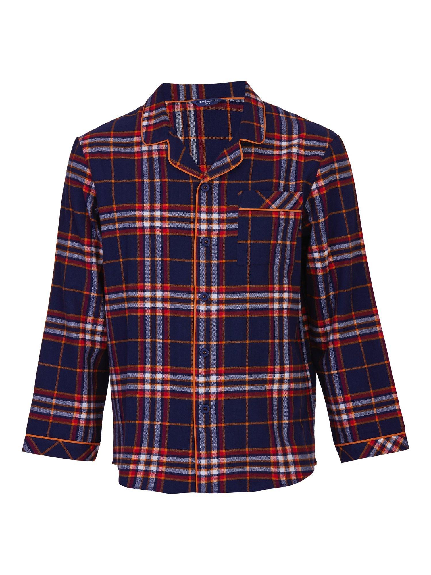 Product image 4 of 4, which shows Cyberjammies Taylor Check Pyjama Top, Navy, S