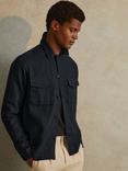 Reiss Viera Linen Overshirt, Navy